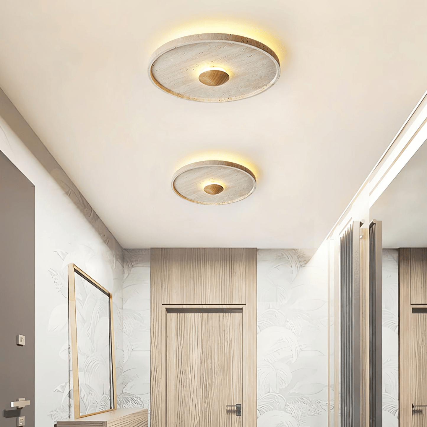 Lumiround Disc Inset Travertine Ceiling Light