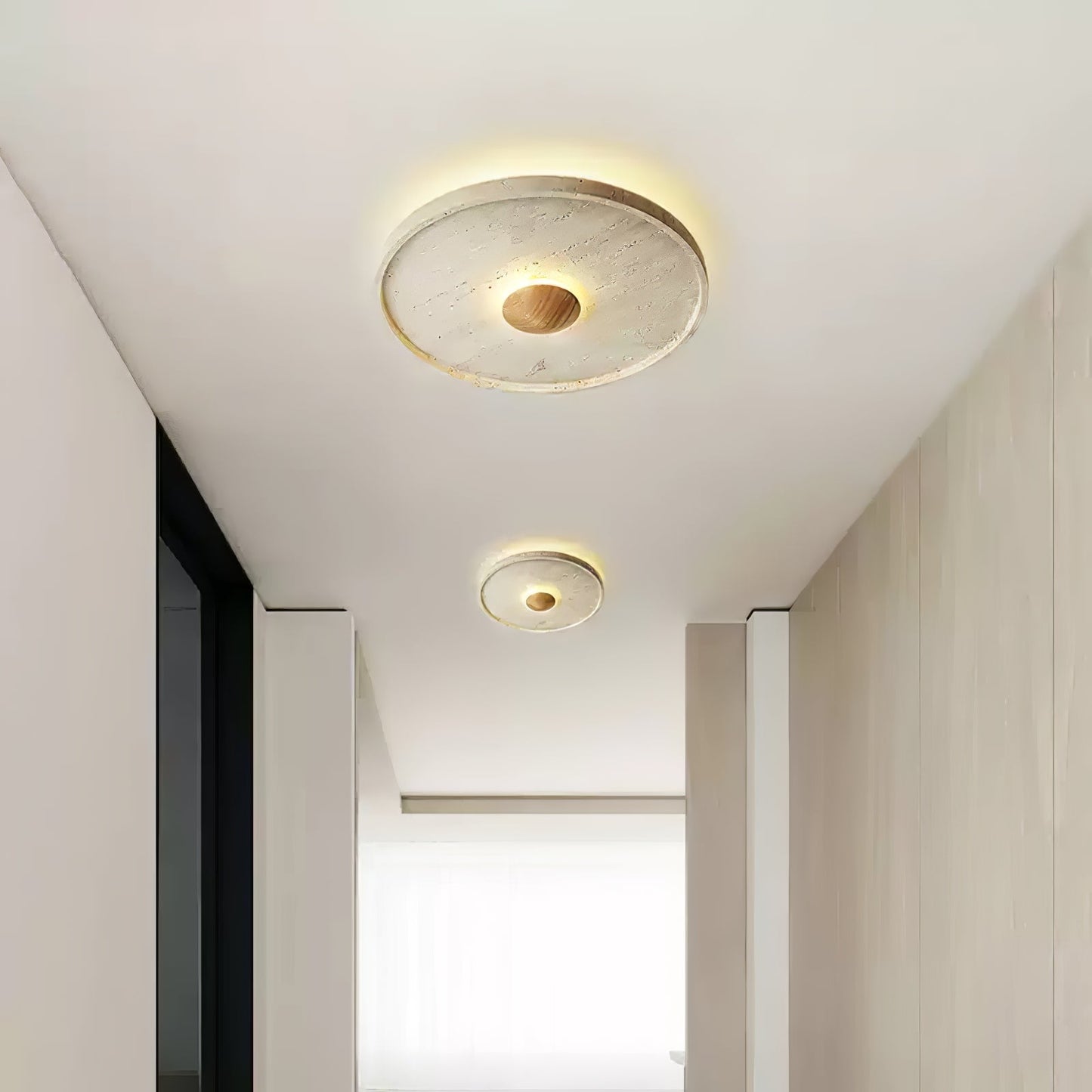 Lumiround Disc Inset Travertine Ceiling Light