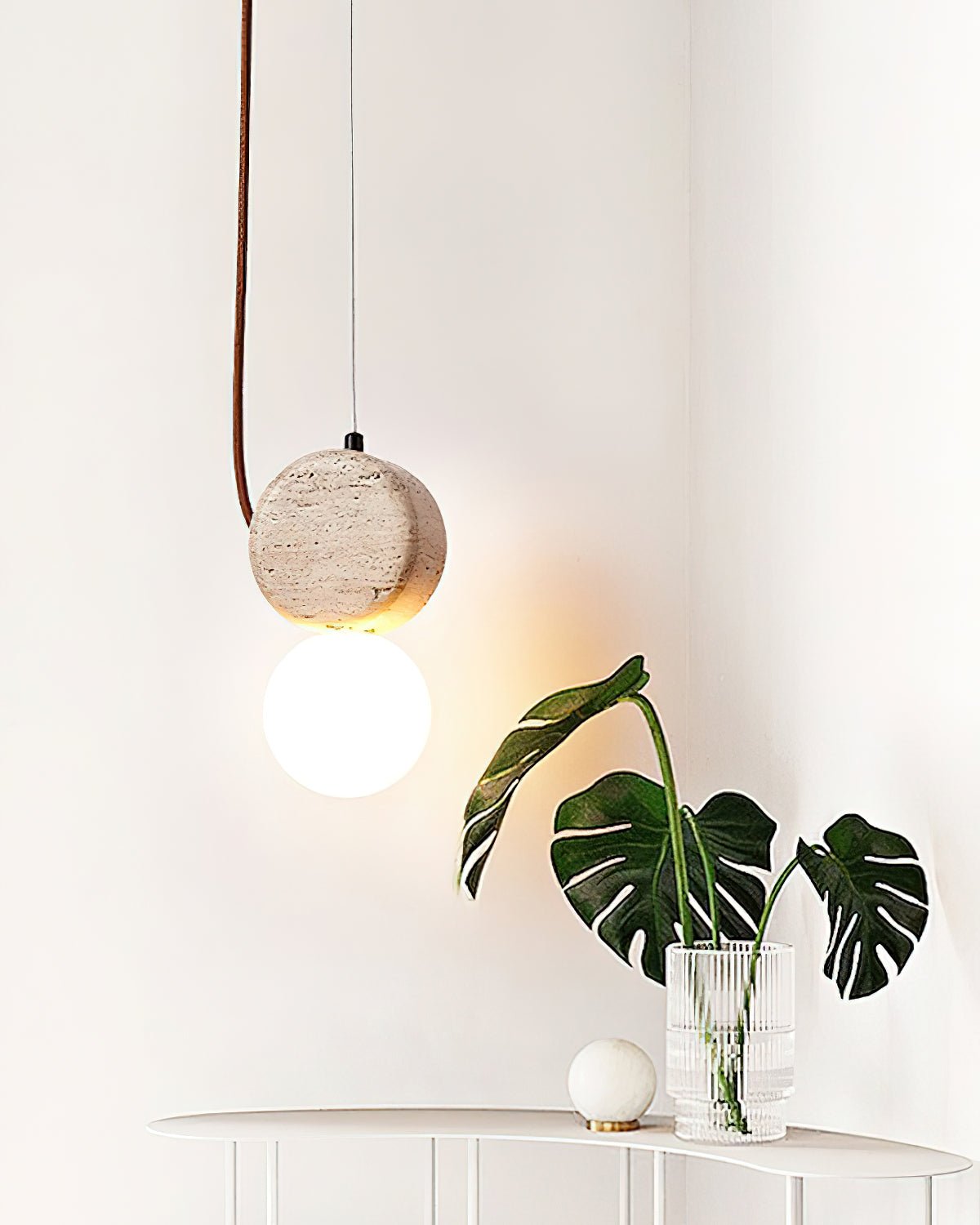 Zosolyra Double-disc Travertine Pendant Light