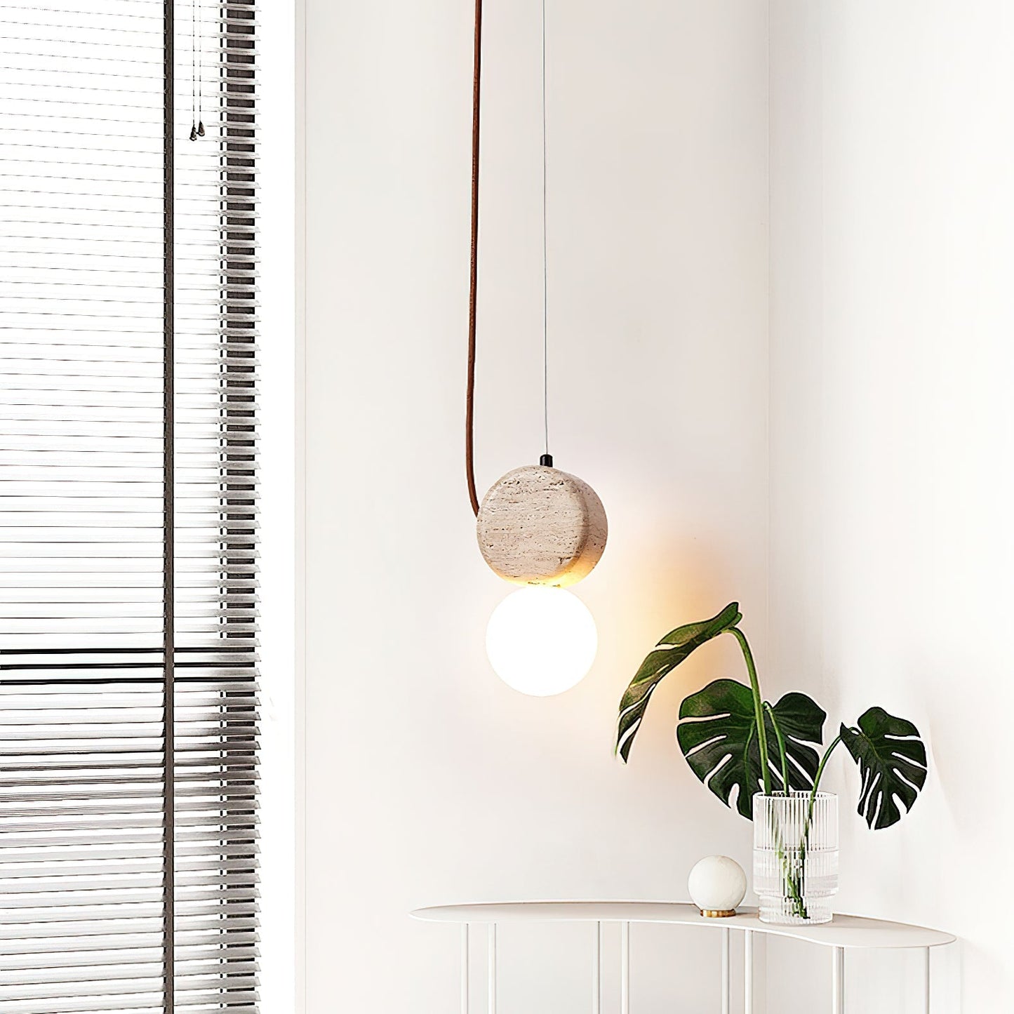 Zosolyra Double-disc Travertine Pendant Light