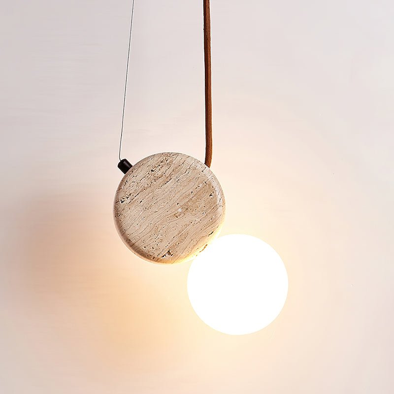 Zosolyra Double-disc Travertine Pendant Light