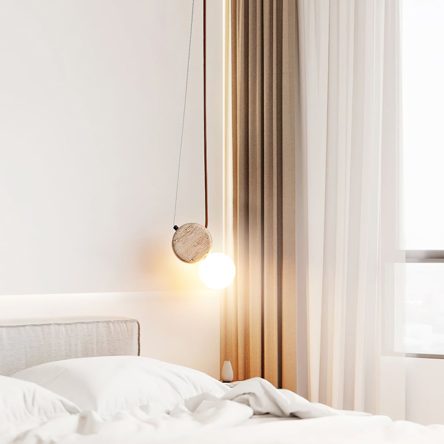Zosolyra Double-disc Travertine Pendant Light