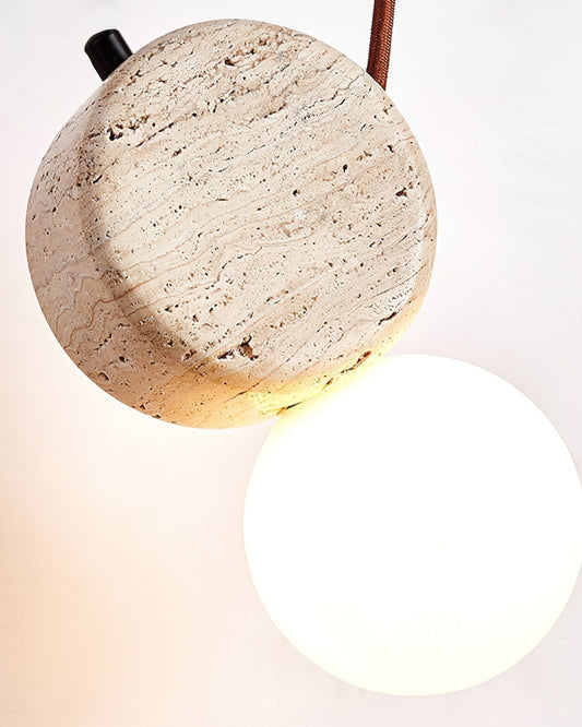 Zosolyra Double-disc Travertine Pendant Light