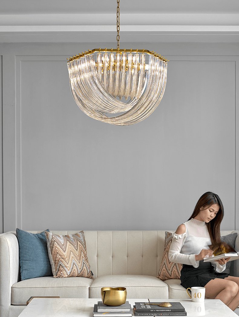 Aurora Chandelier Clear Curved Tiered
