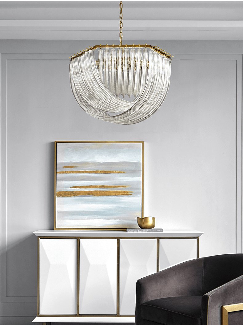 Aurora Chandelier Clear Curved Tiered