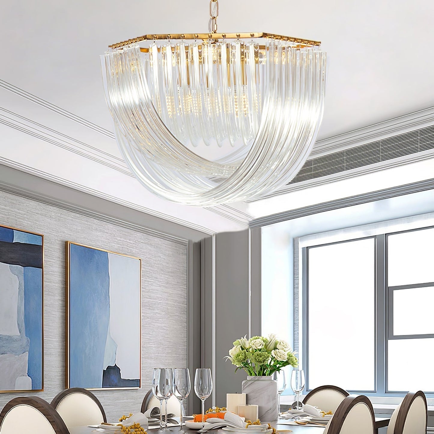 Aurora Chandelier Clear Curved Tiered