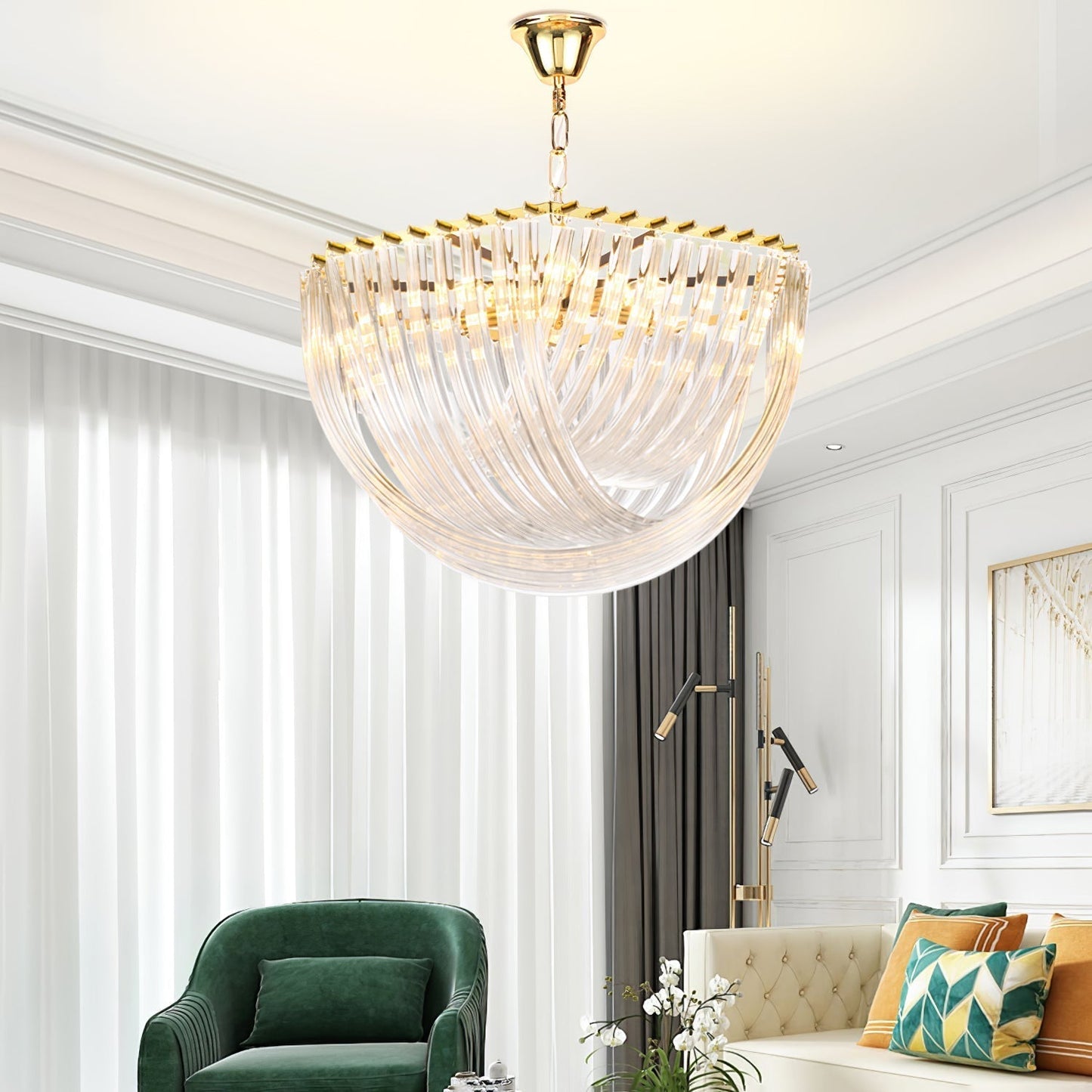 Aurora Chandelier Clear Curved Tiered