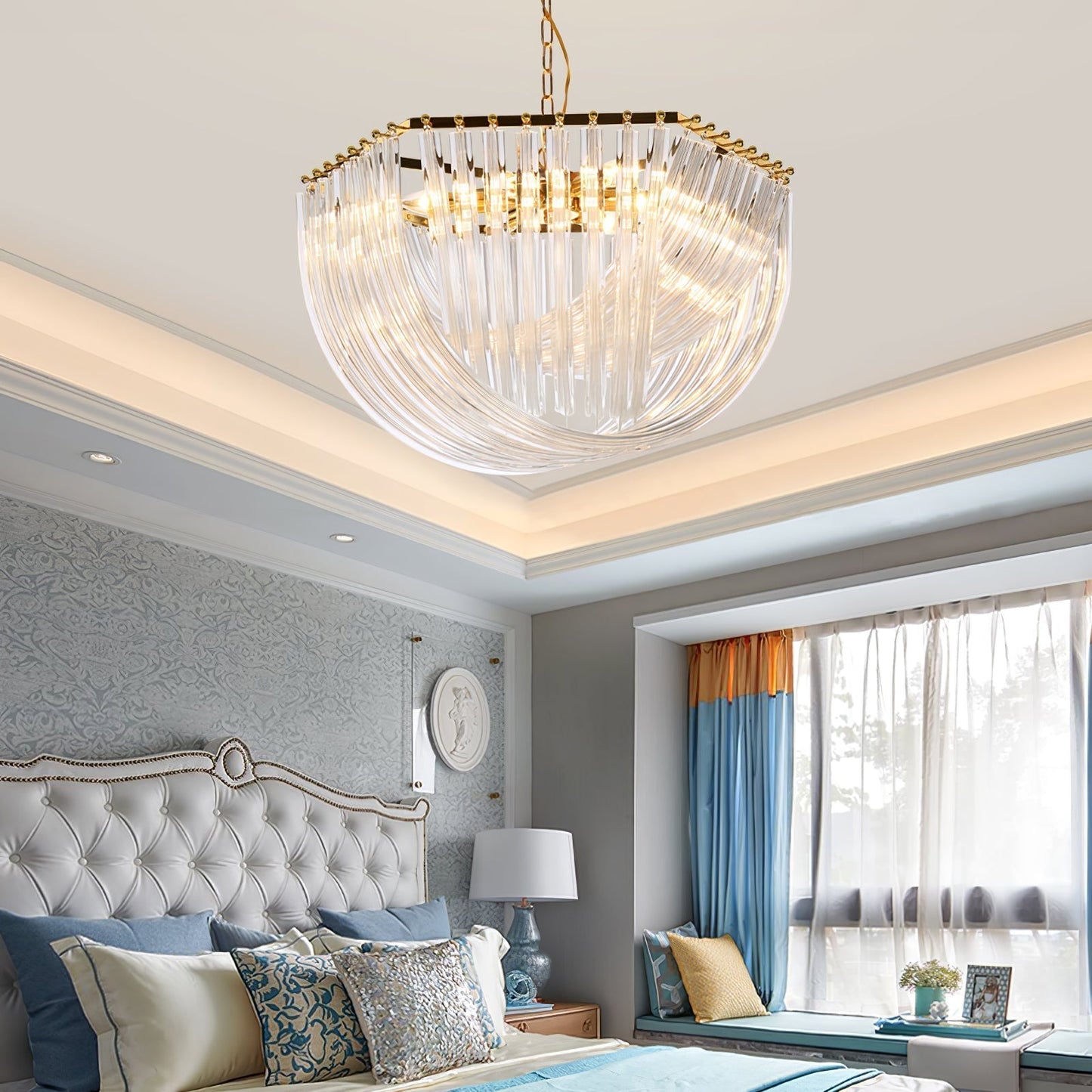 Aurora Chandelier Clear Curved Tiered