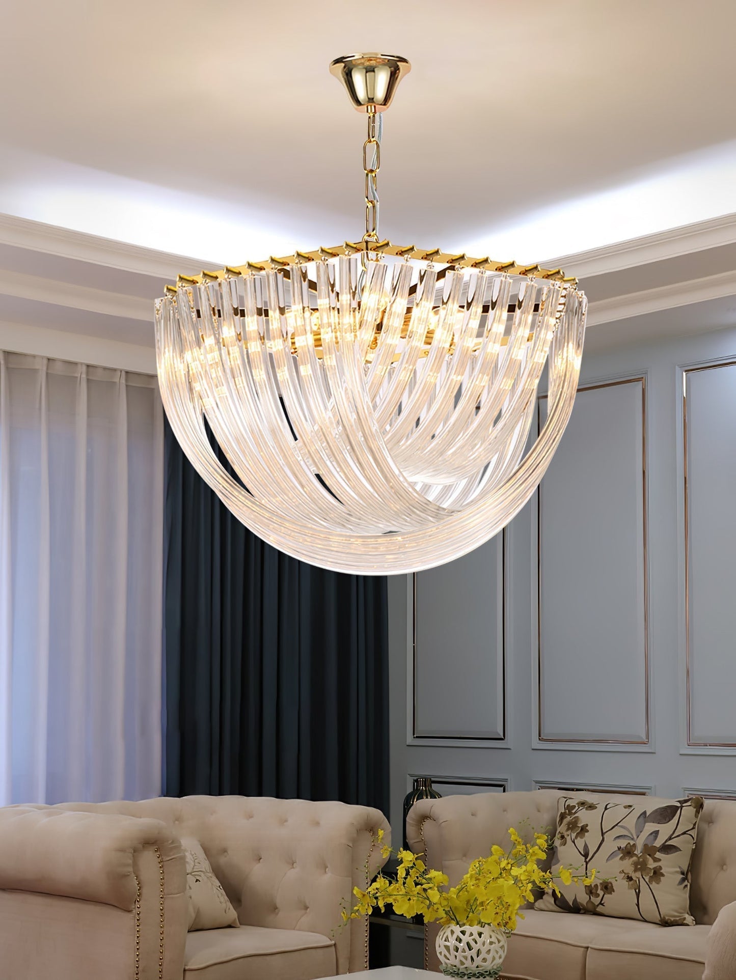 Aurora Chandelier Clear Curved Tiered