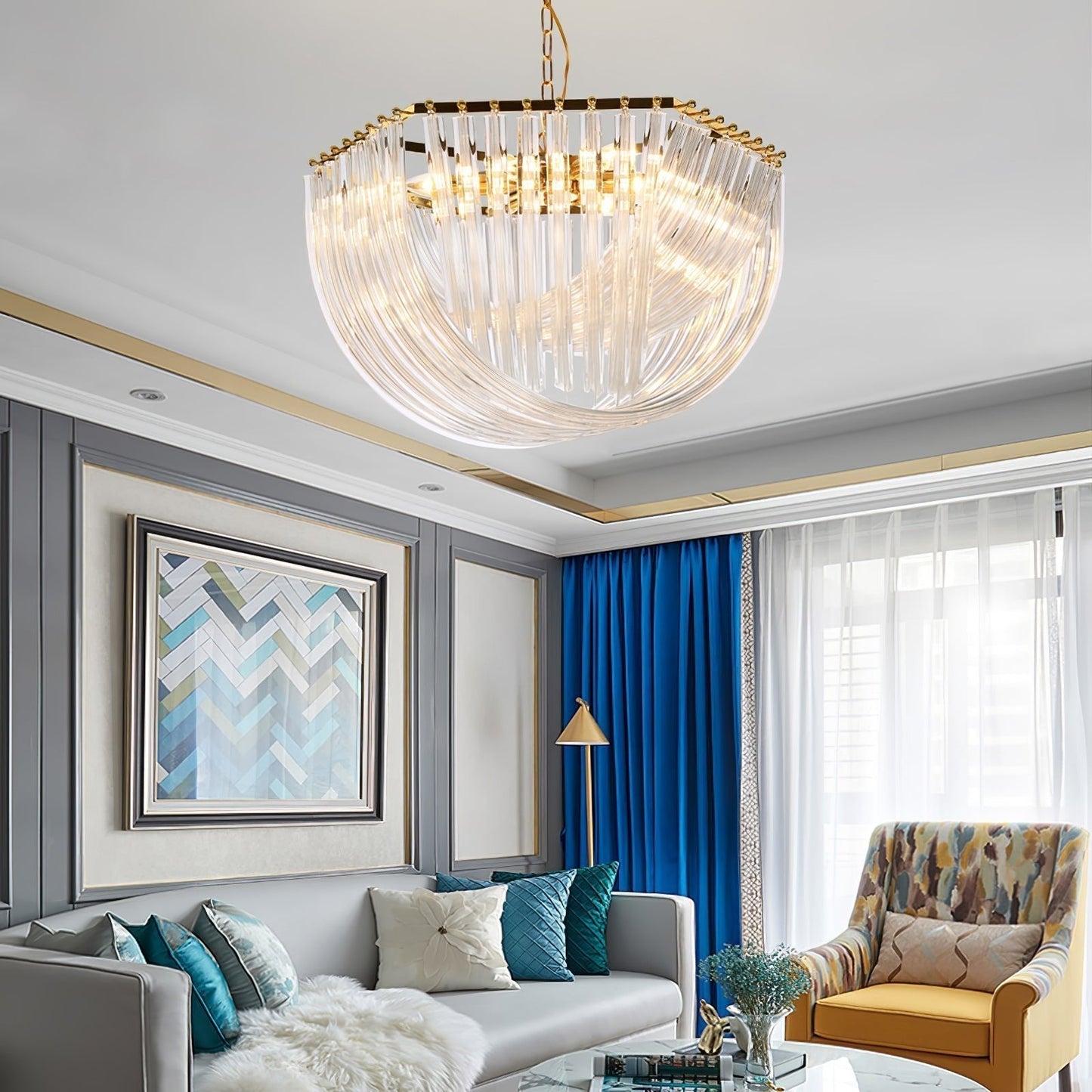 Aurora Chandelier Clear Curved Tiered