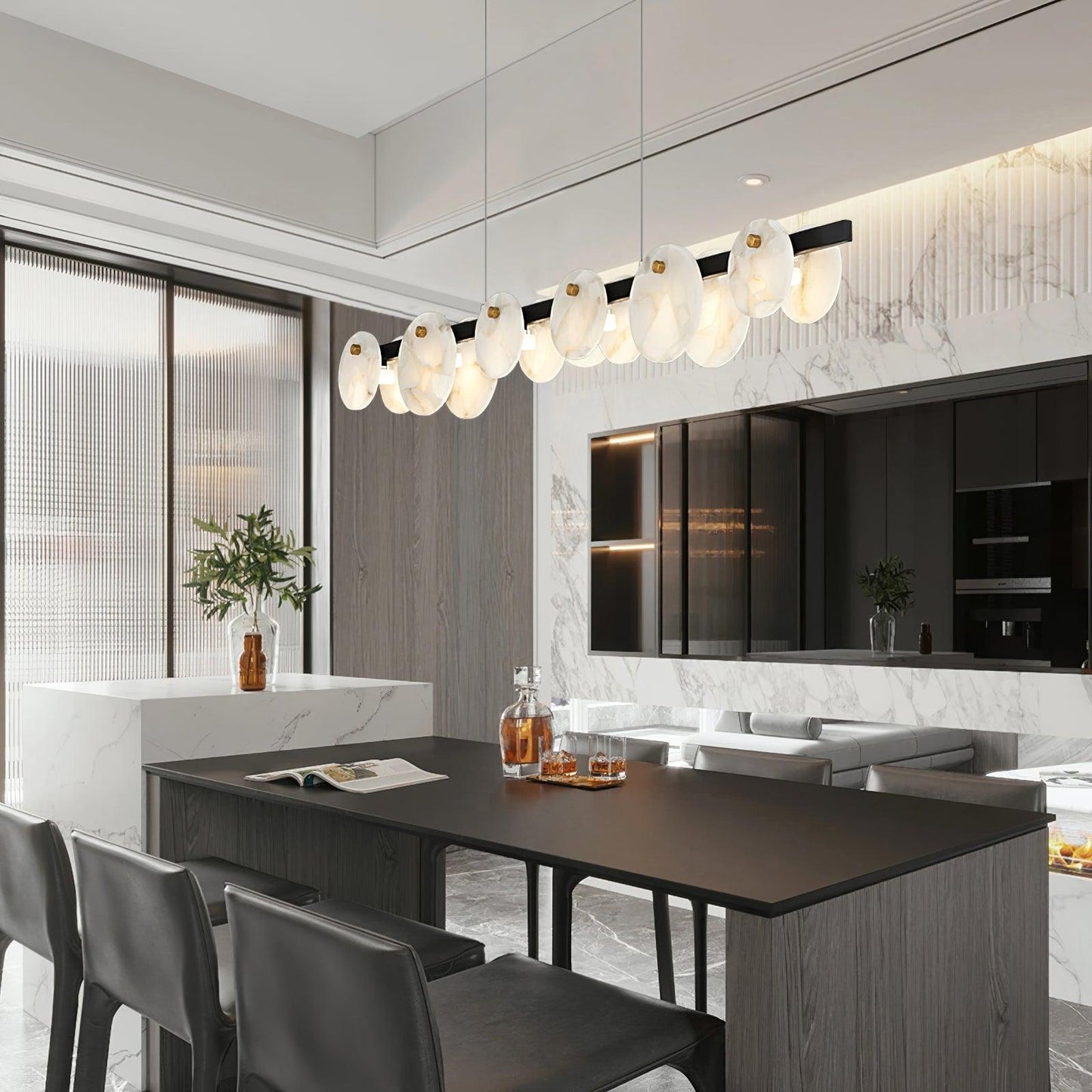 Olirel Linear Alabaster Pendant Light