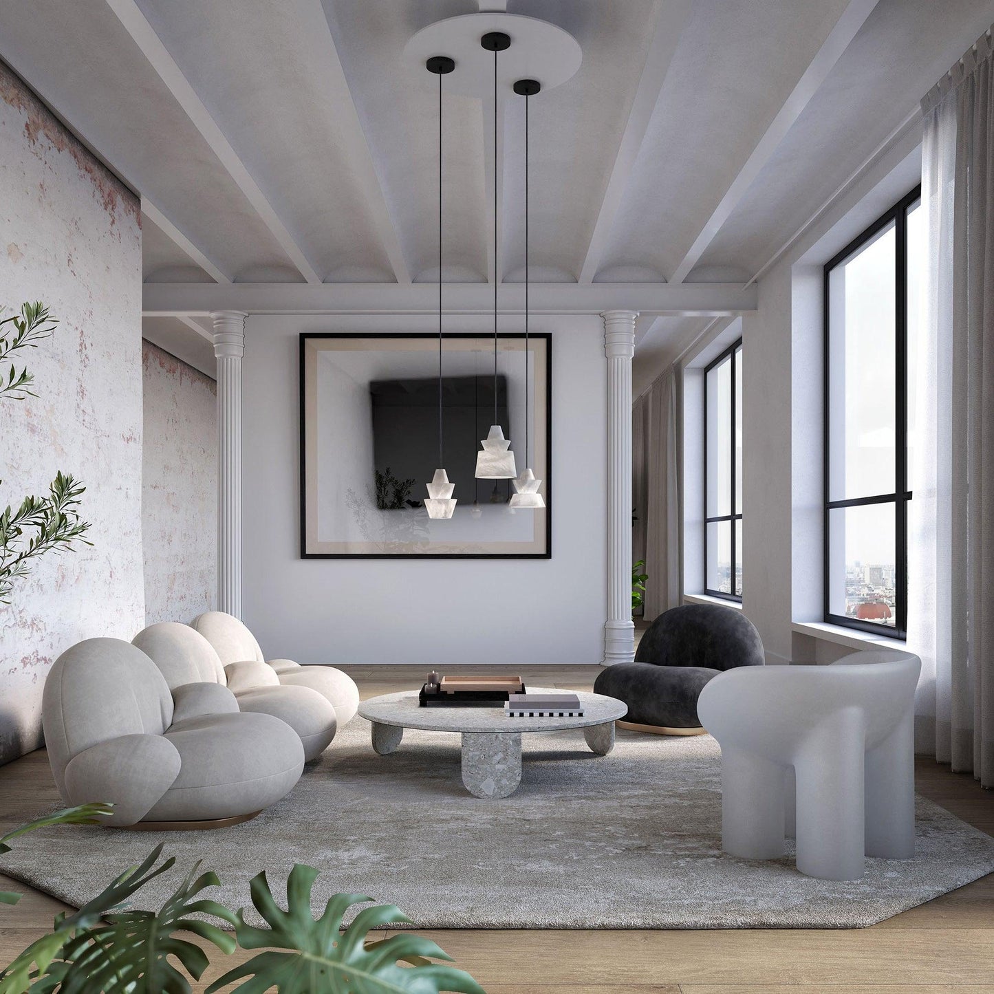 Curineth Minimalist Alabaster Pendant Light
