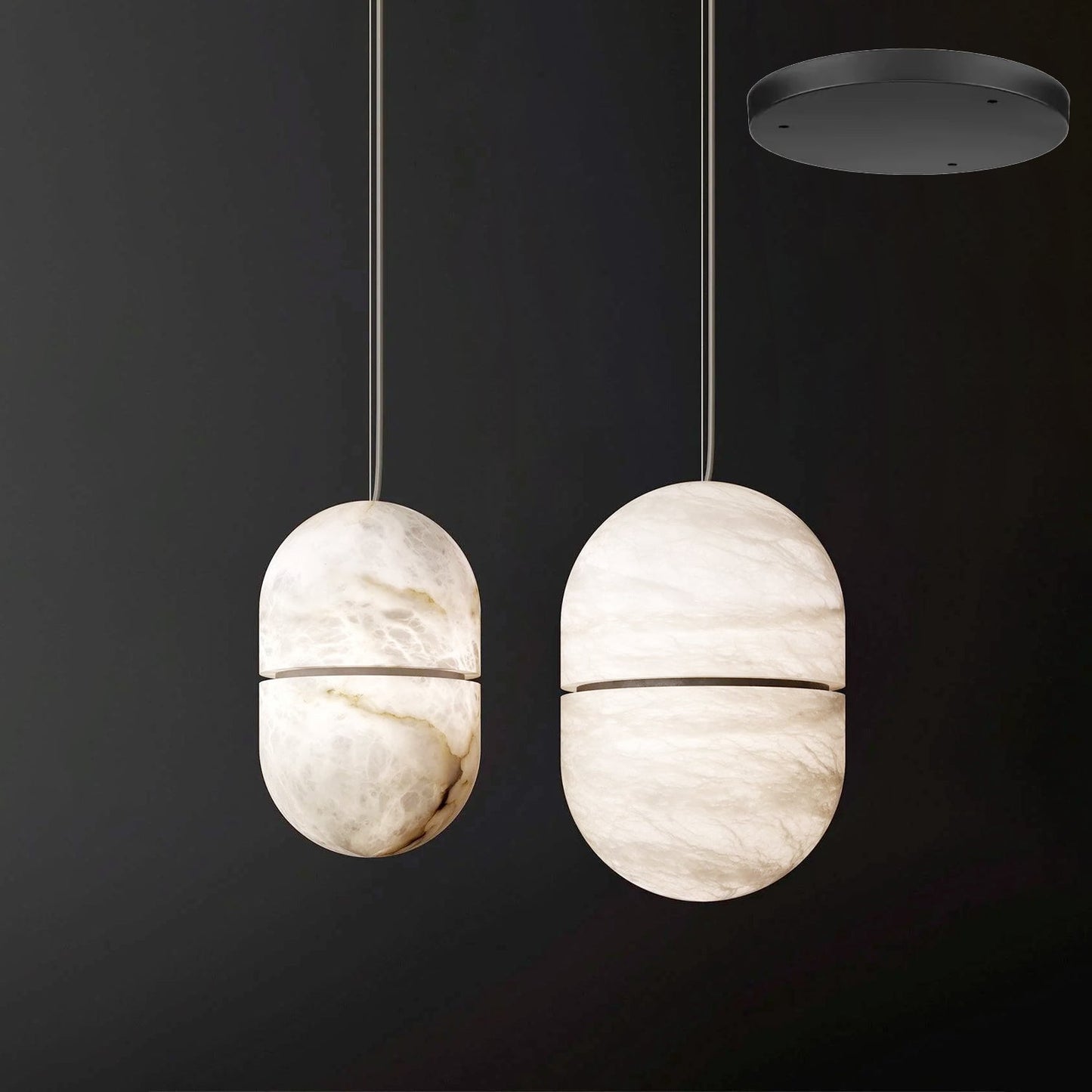 Strata Alabaster Pendant Light Capsule-shaped