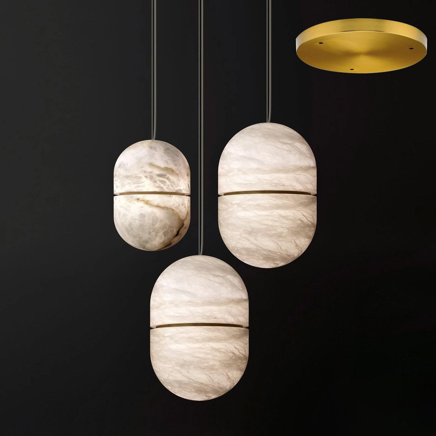 Strata Alabaster Pendant Light Capsule-shaped