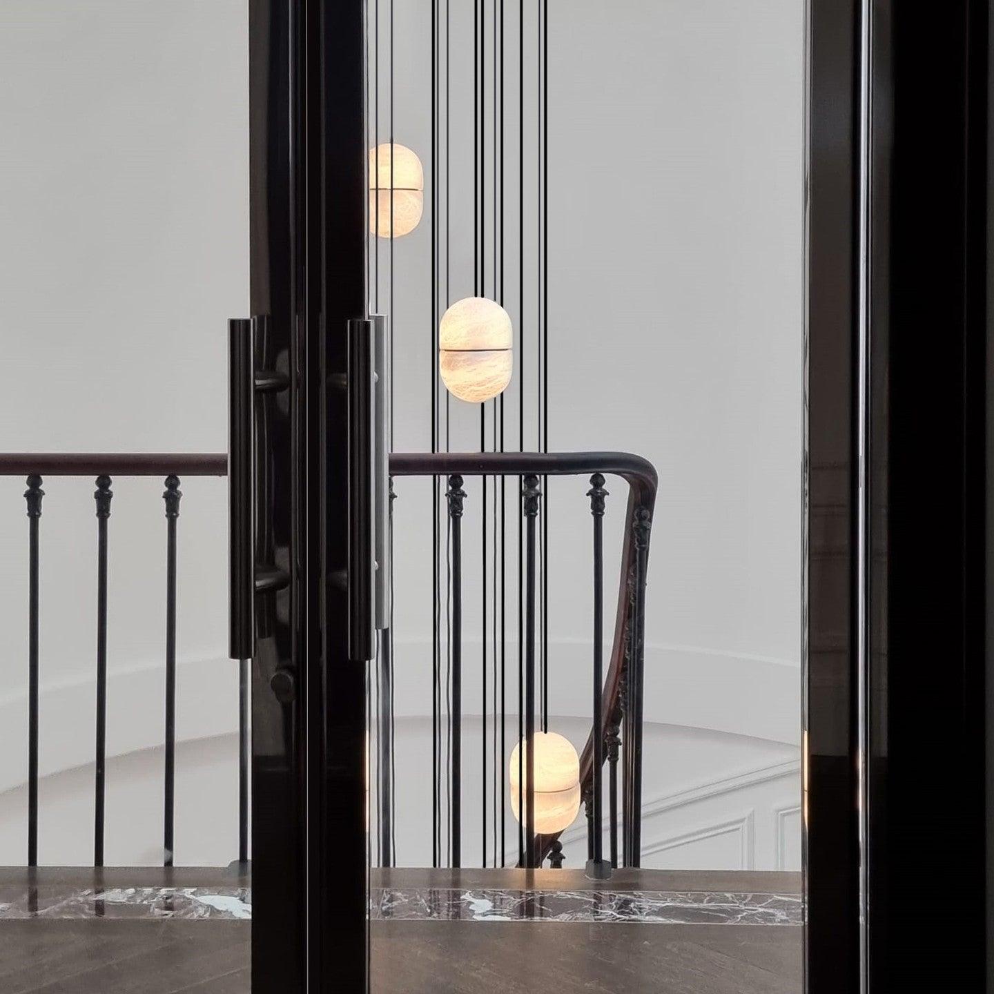 Strata Alabaster Pendant Light Capsule-shaped