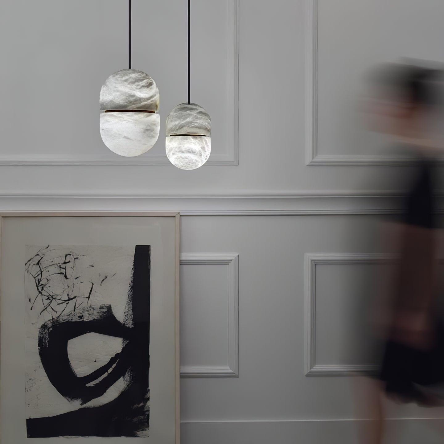 Strata Alabaster Pendant Light Capsule-shaped