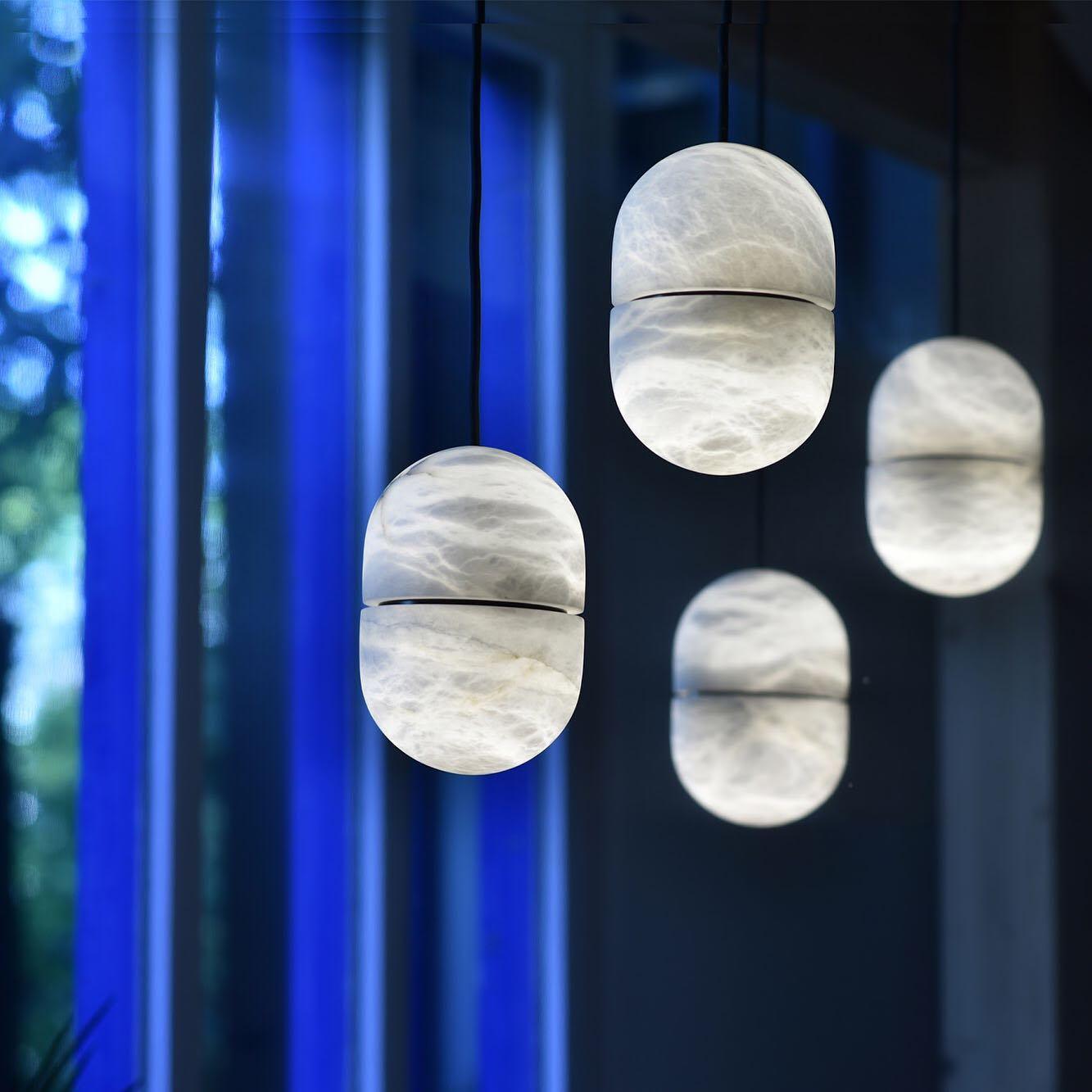 Strata Alabaster Pendant Light Capsule-shaped