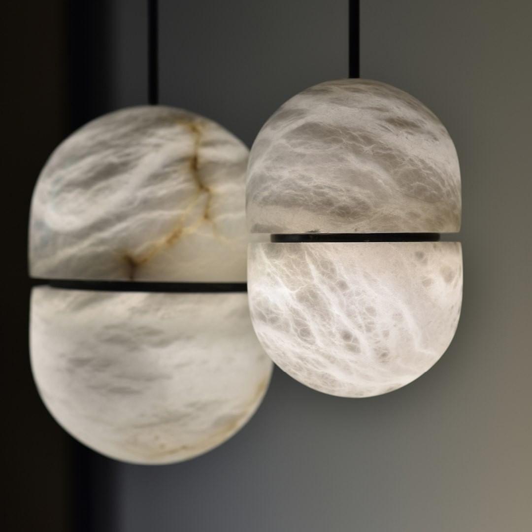 Strata Alabaster Pendant Light Capsule-shaped