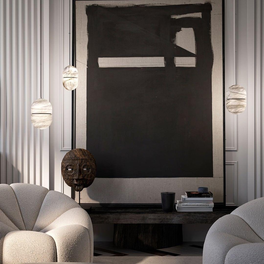 Strata Alabaster Pendant Light Capsule-shaped