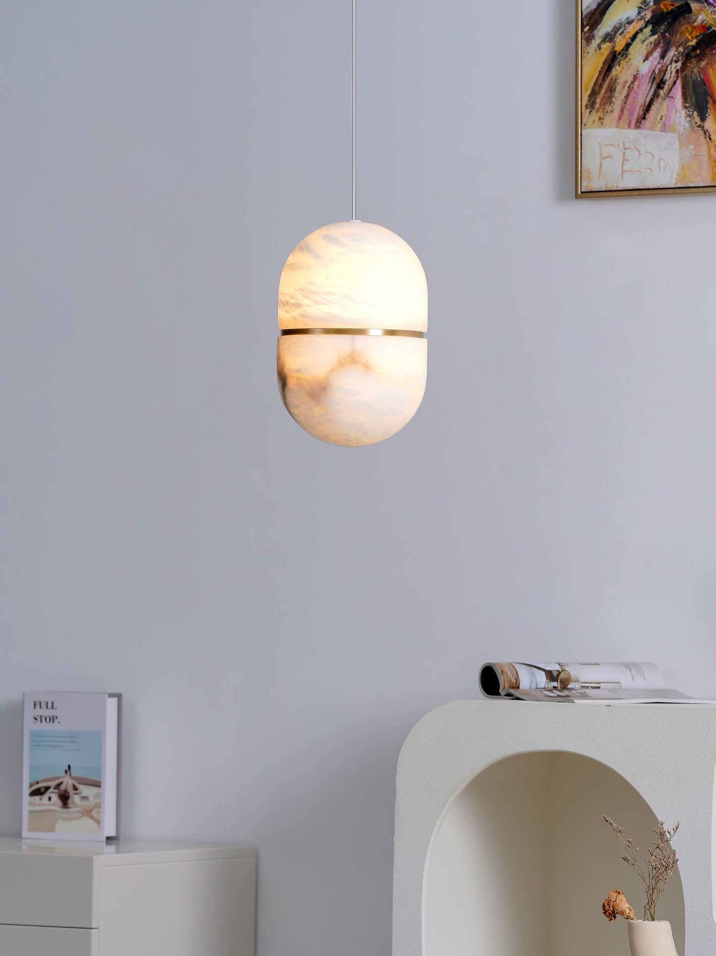 Strata Alabaster Pendant Light Capsule-shaped