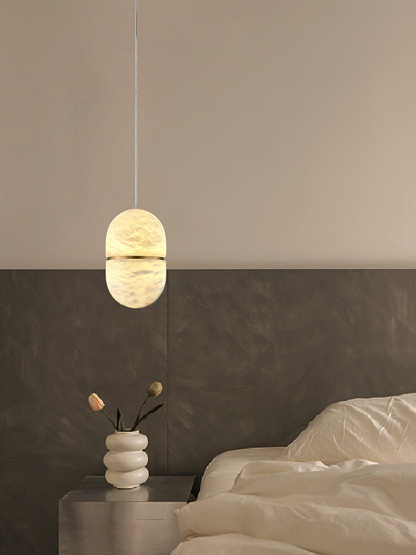 Strata Alabaster Pendant Light Capsule-shaped
