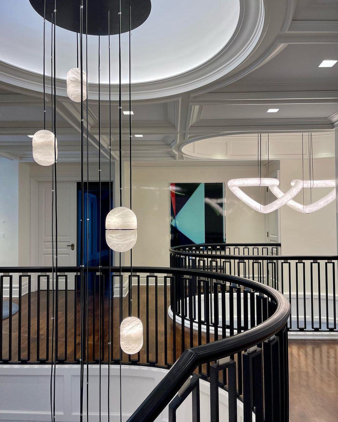 Strata Alabaster Pendant Light Capsule-shaped