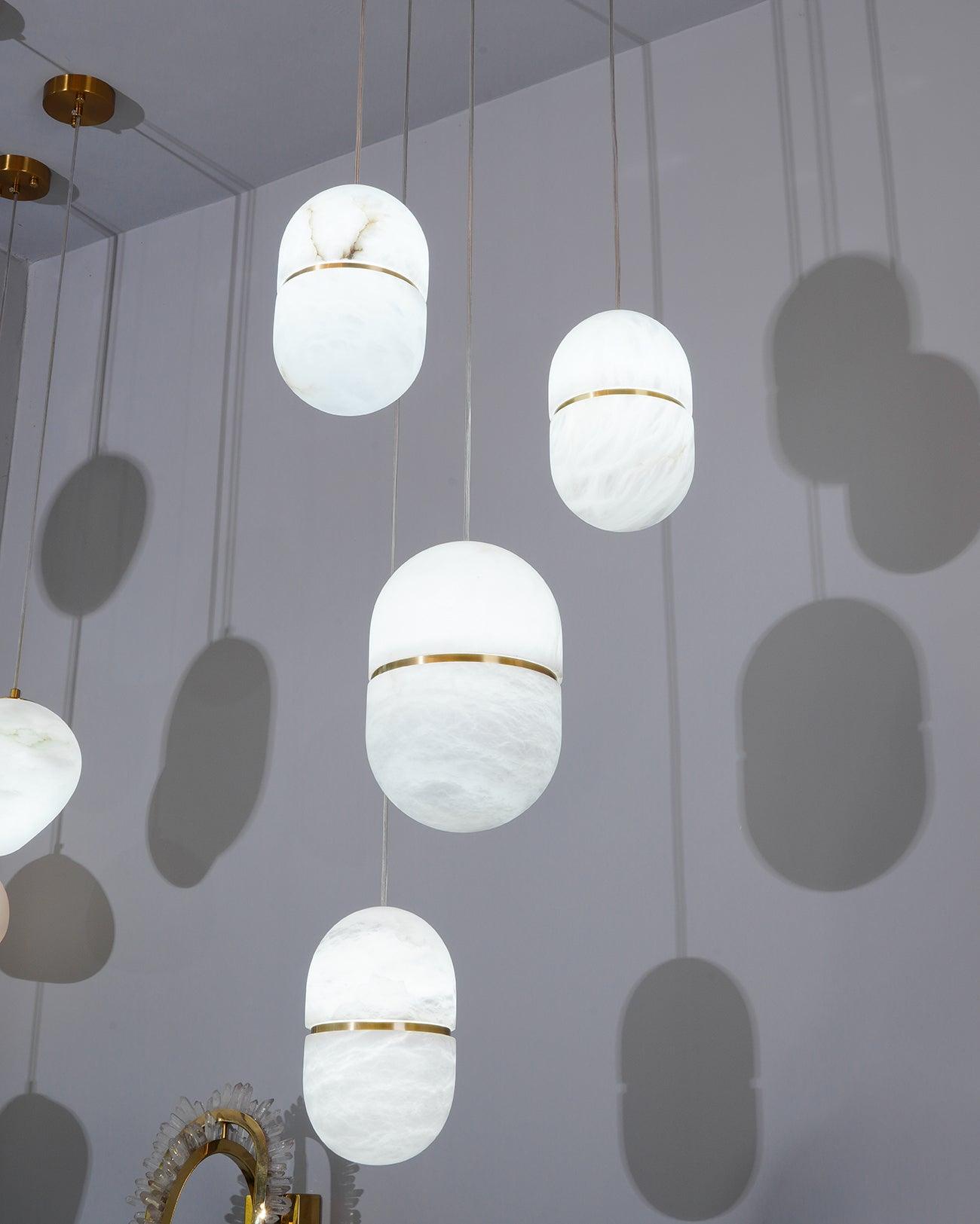 Strata Alabaster Pendant Light Capsule-shaped