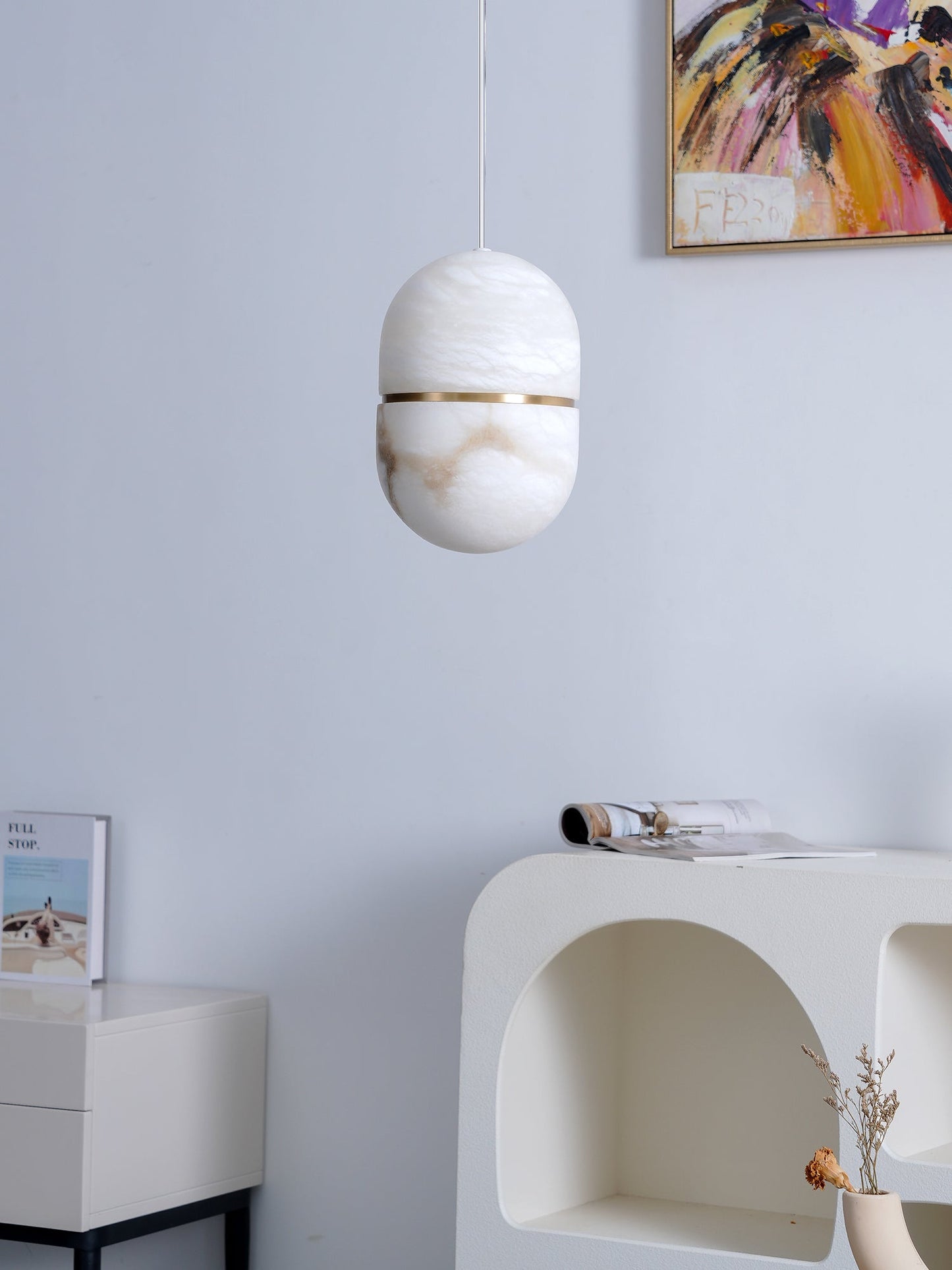 Strata Alabaster Pendant Light Capsule-shaped