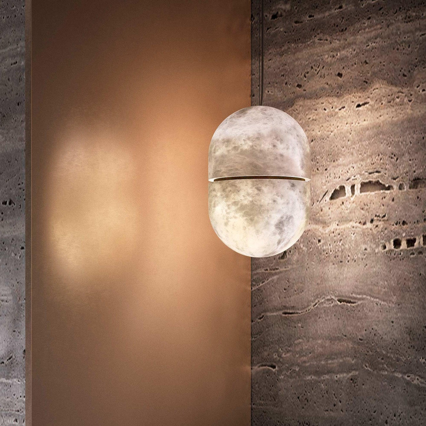 Strata Alabaster Pendant Light Capsule-shaped