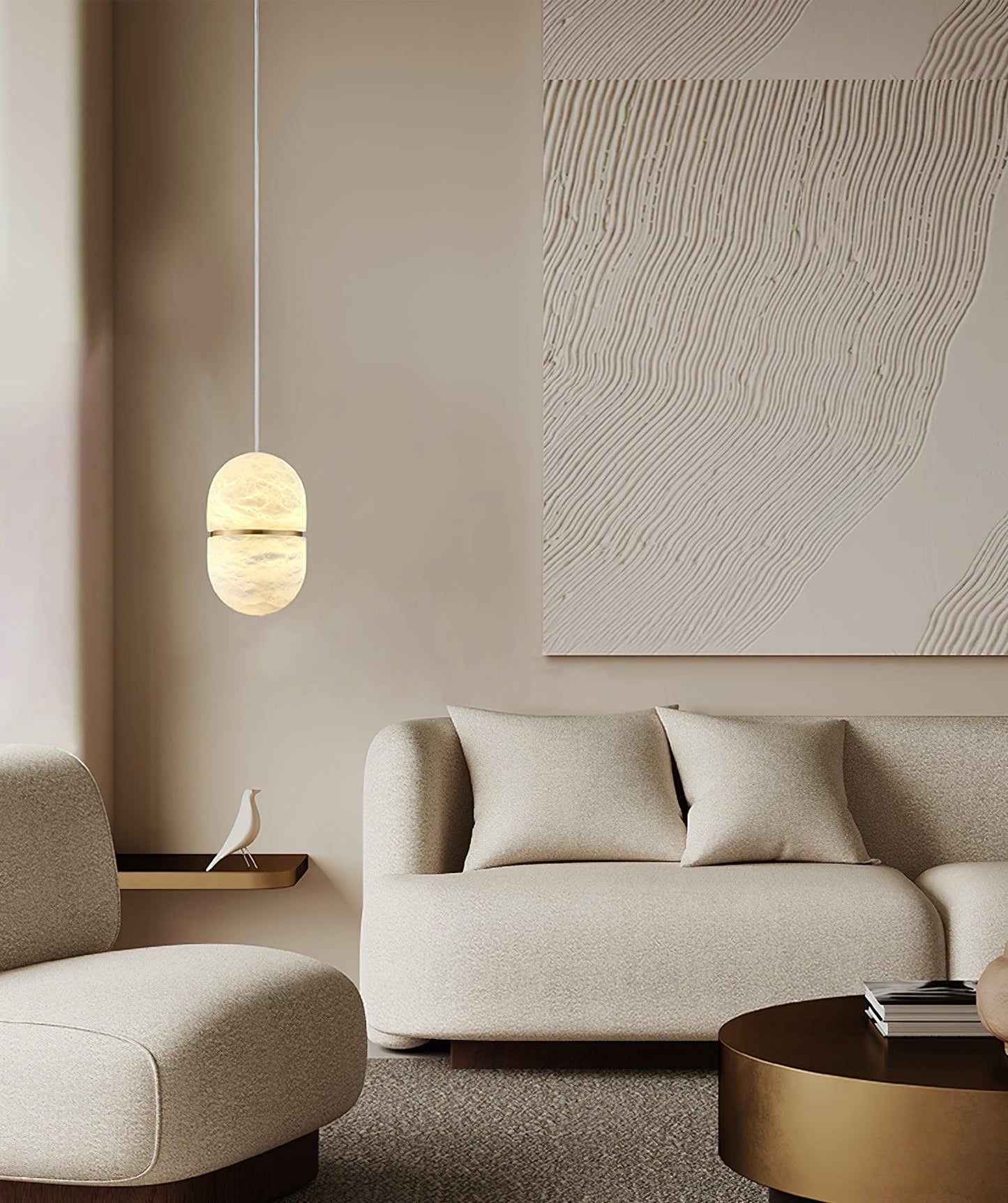 Strata Alabaster Pendant Light Capsule-shaped