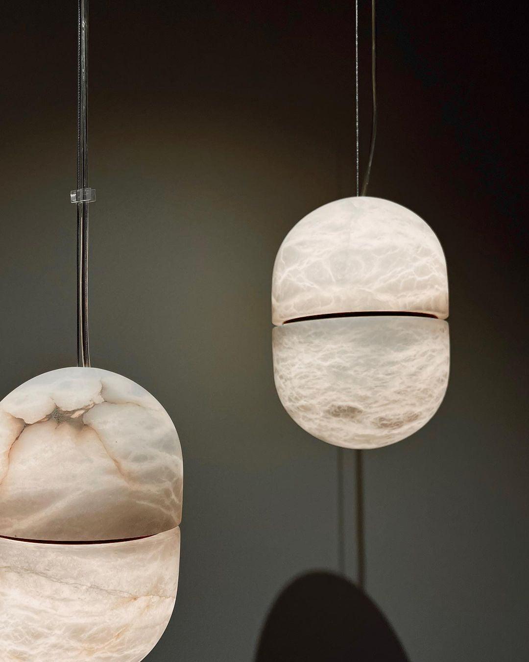 Strata Alabaster Pendant Light Capsule-shaped