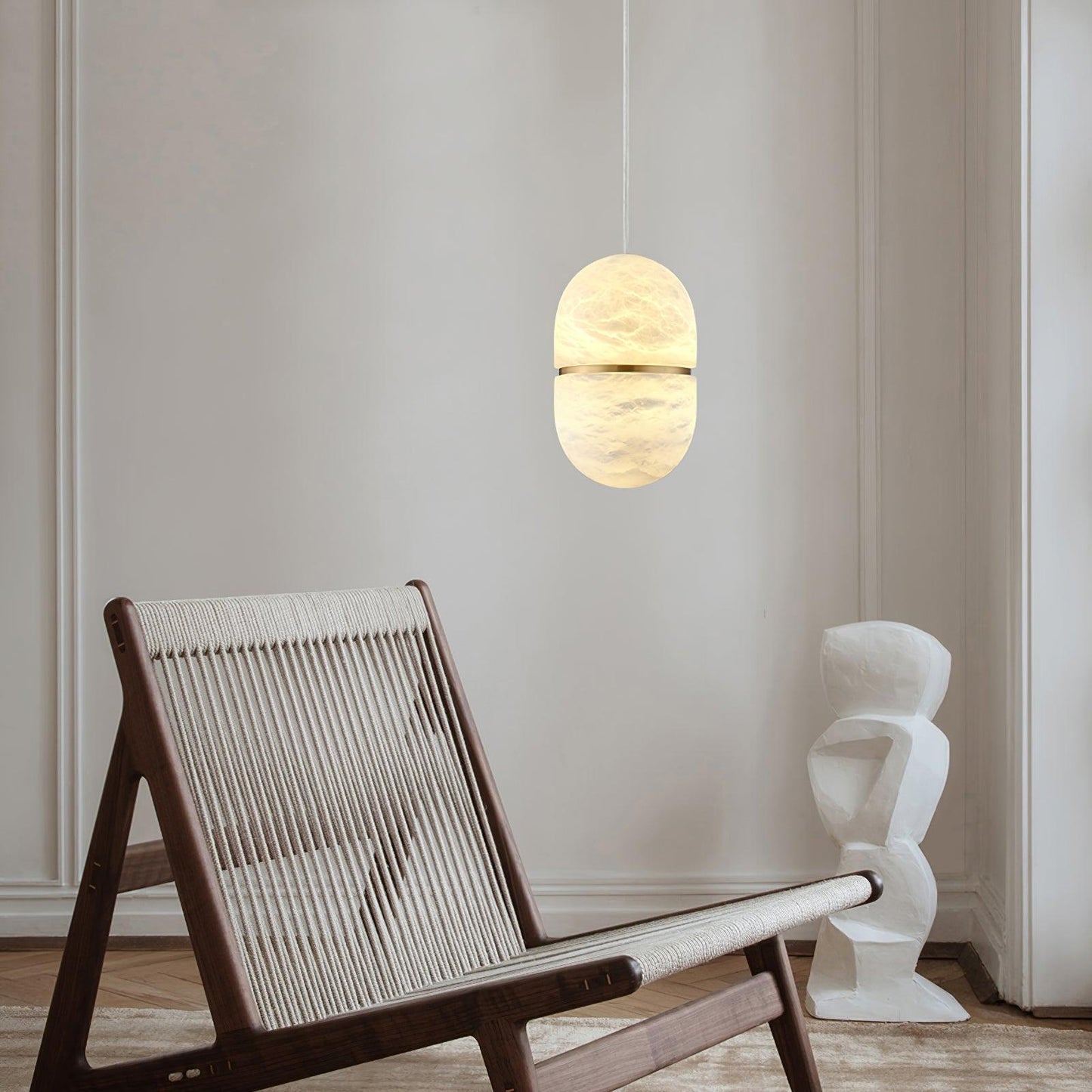 Strata Alabaster Pendant Light Capsule-shaped