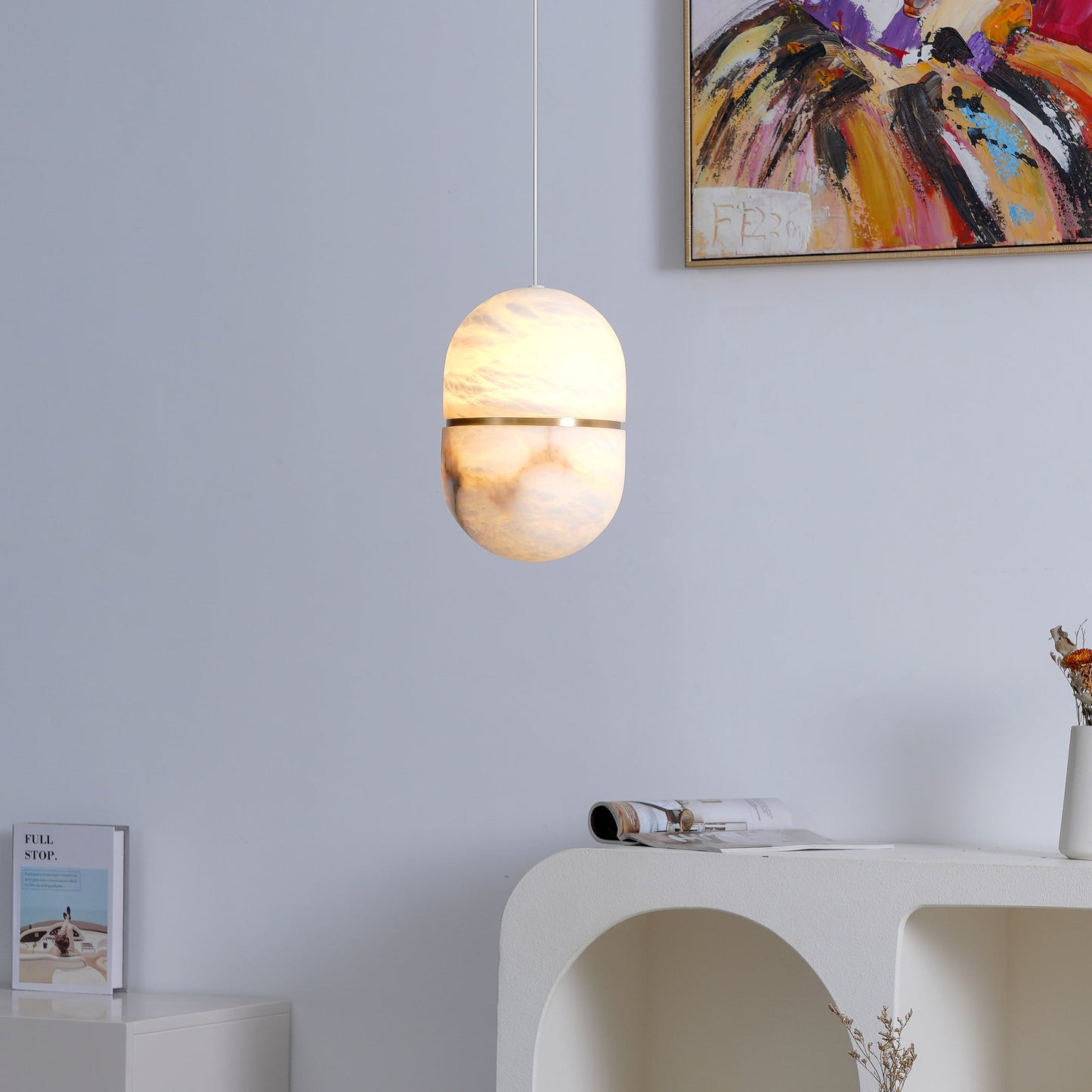 Strata Alabaster Pendant Light Capsule-shaped