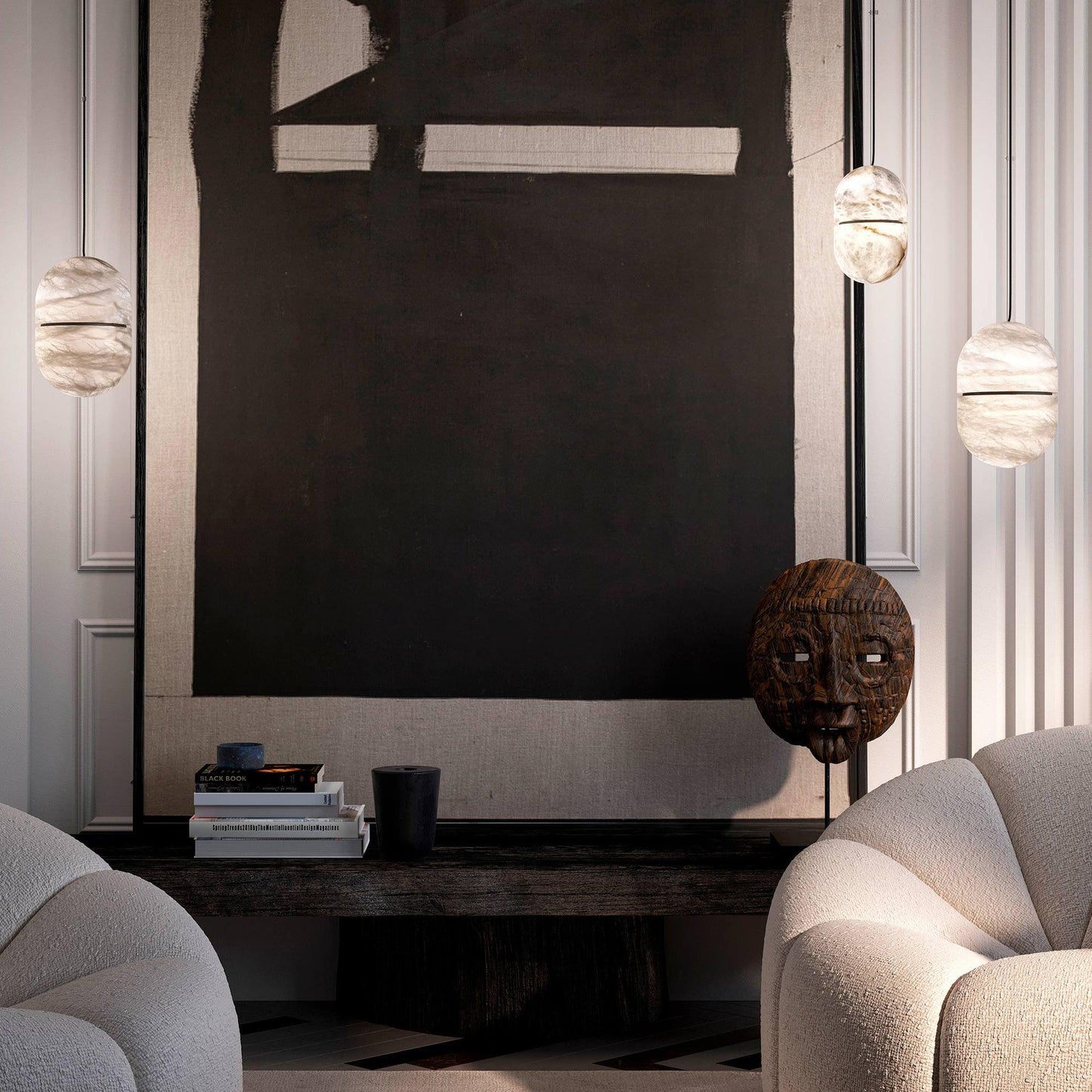 Strata Alabaster Pendant Light Capsule-shaped