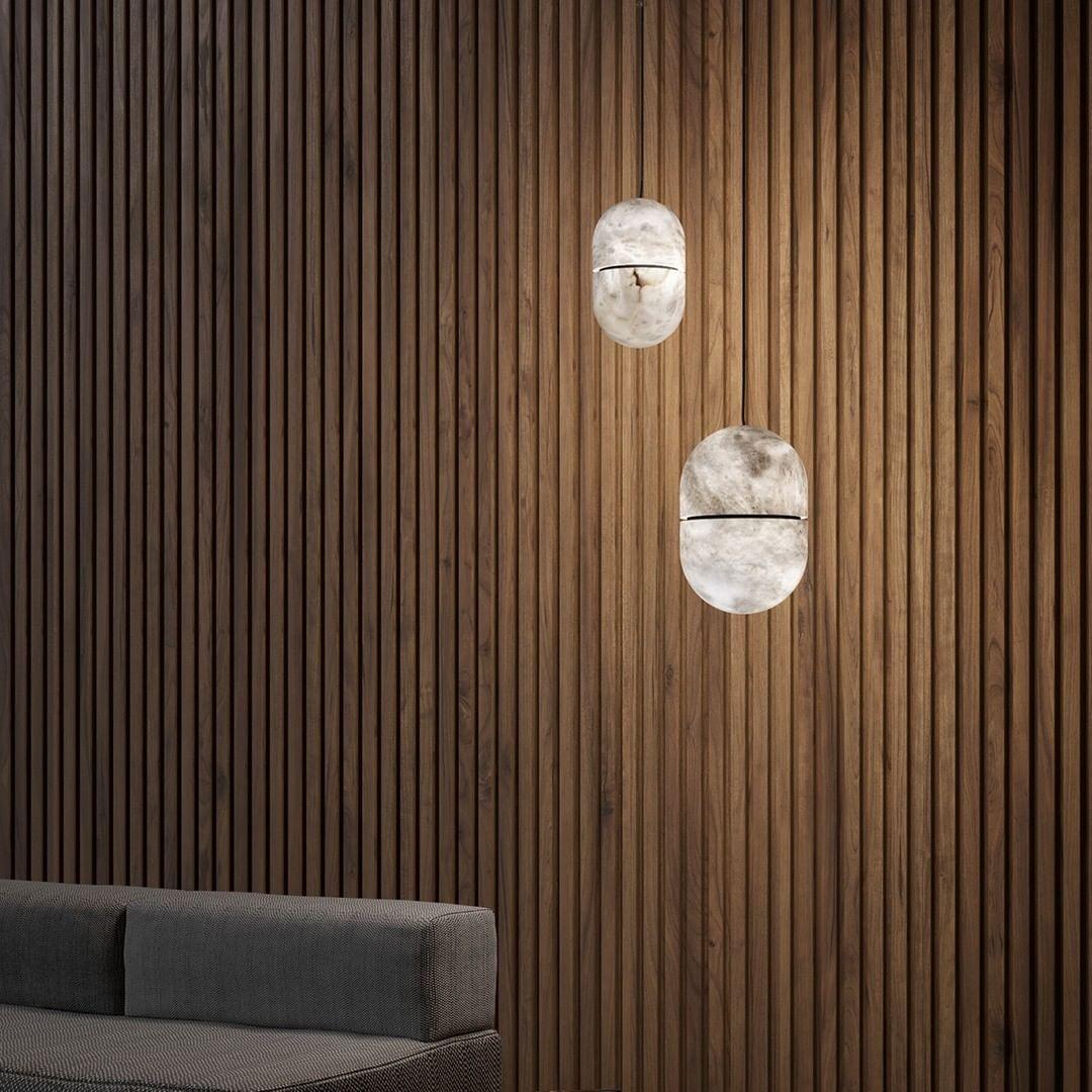 Strata Alabaster Pendant Light Capsule-shaped