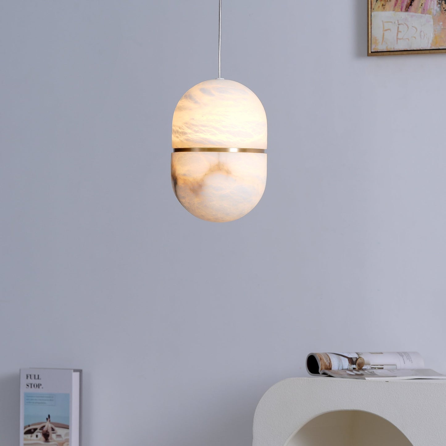 Strata Alabaster Pendant Light Capsule-shaped