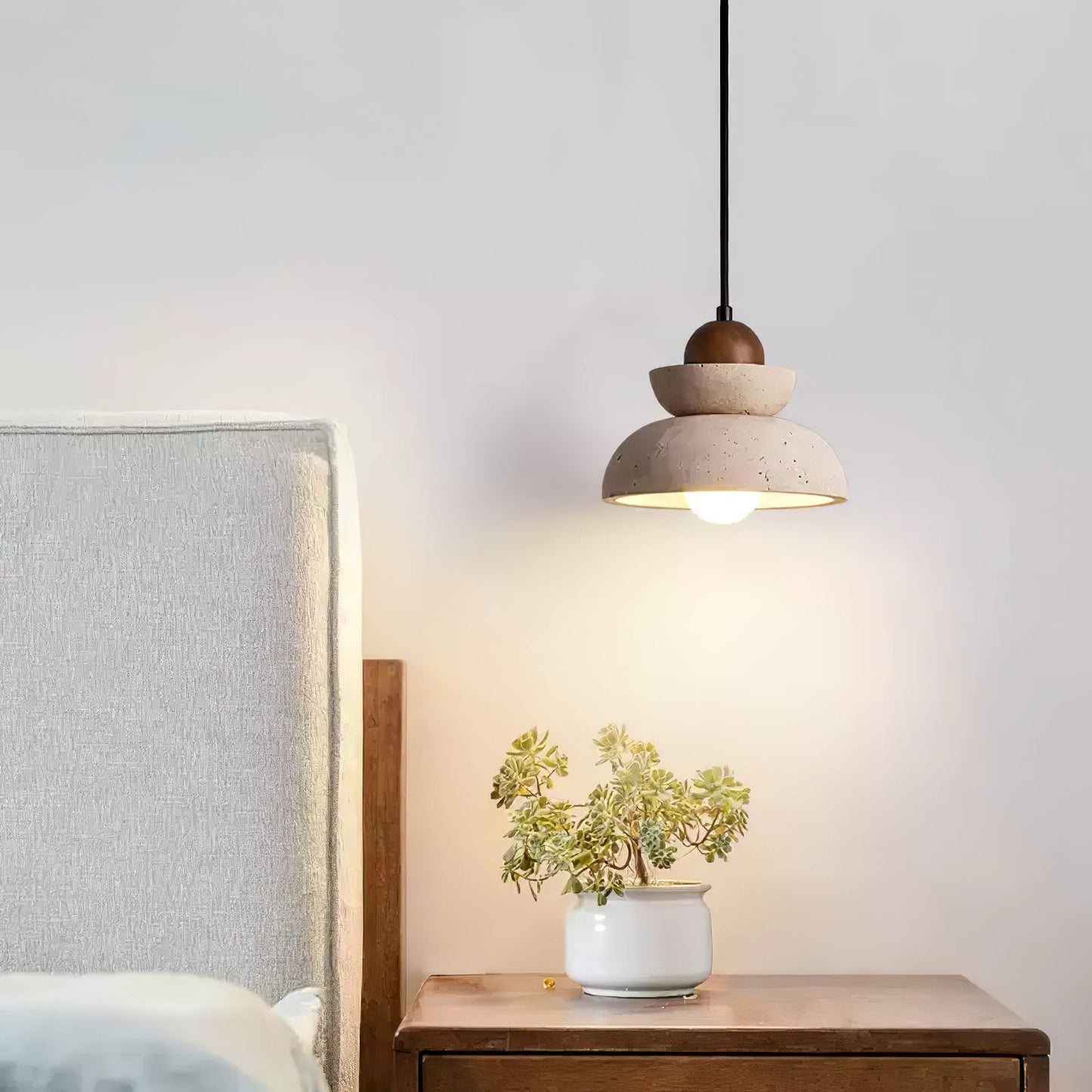 Zophaos Tiered-bell Travertine Pendant Light