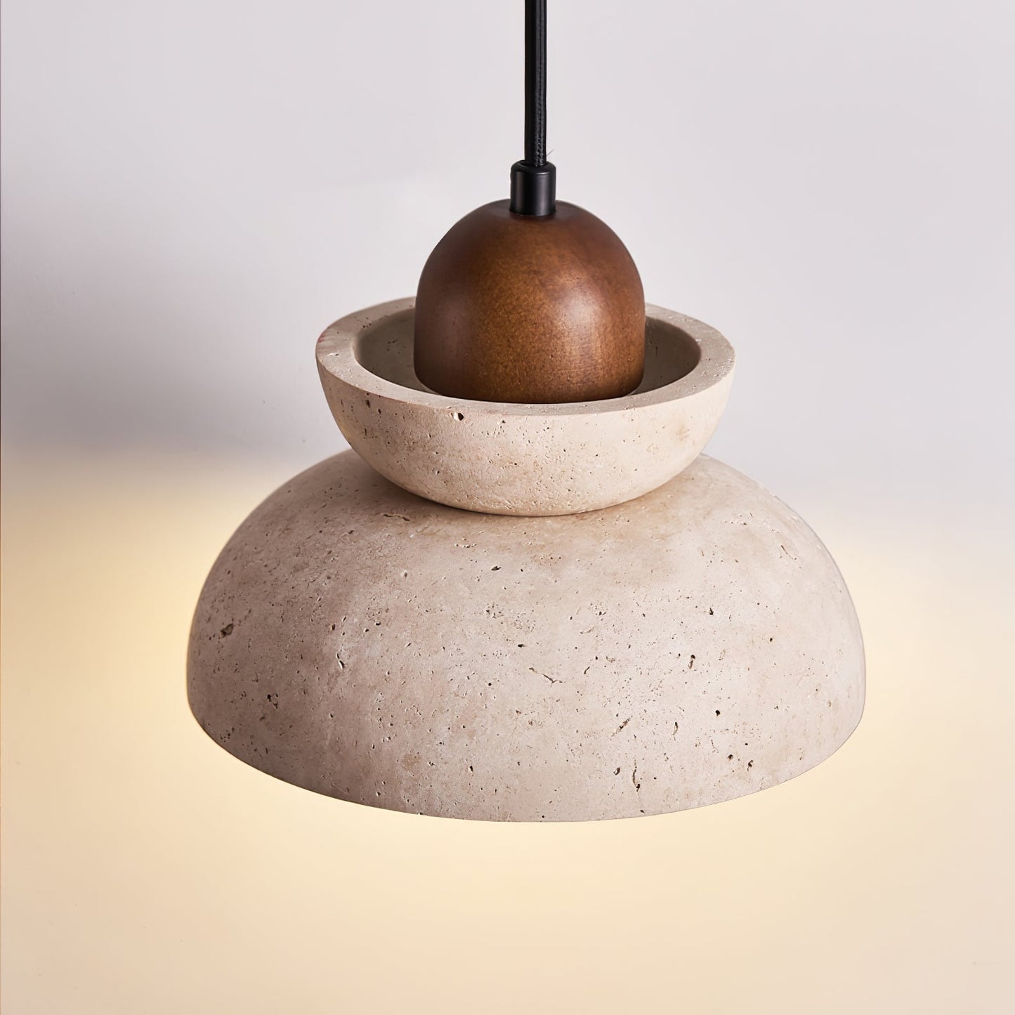 Zophaos Tiered-bell Travertine Pendant Light
