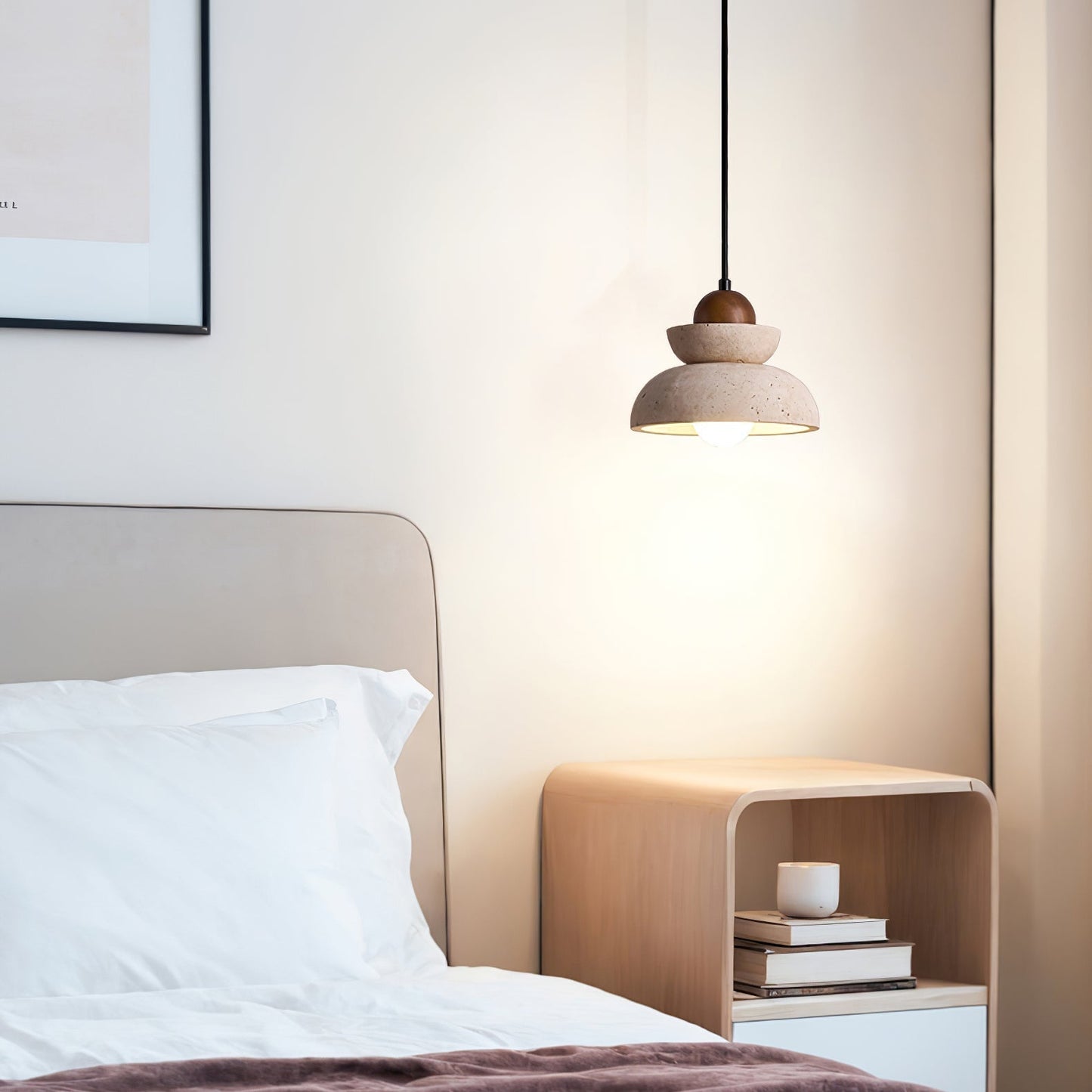 Zophaos Tiered-bell Travertine Pendant Light