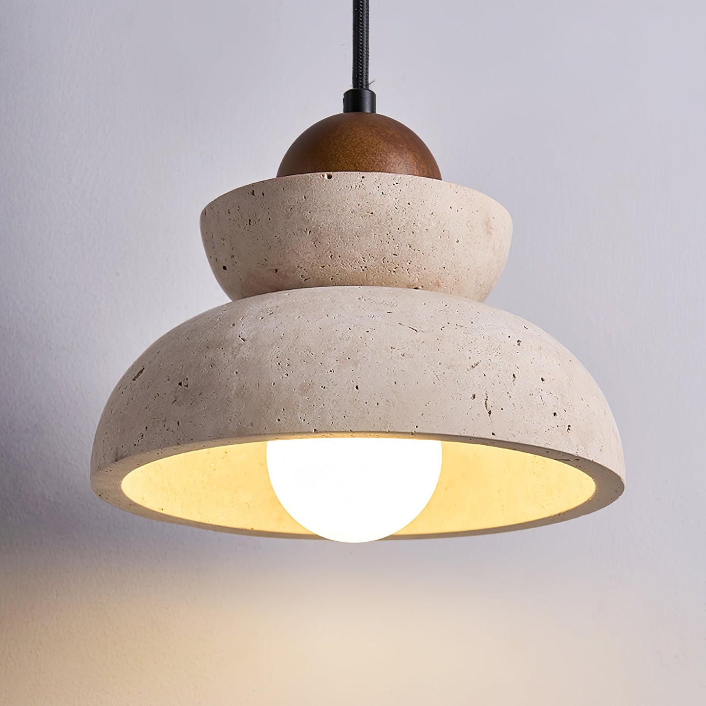 Zophaos Tiered-bell Travertine Pendant Light