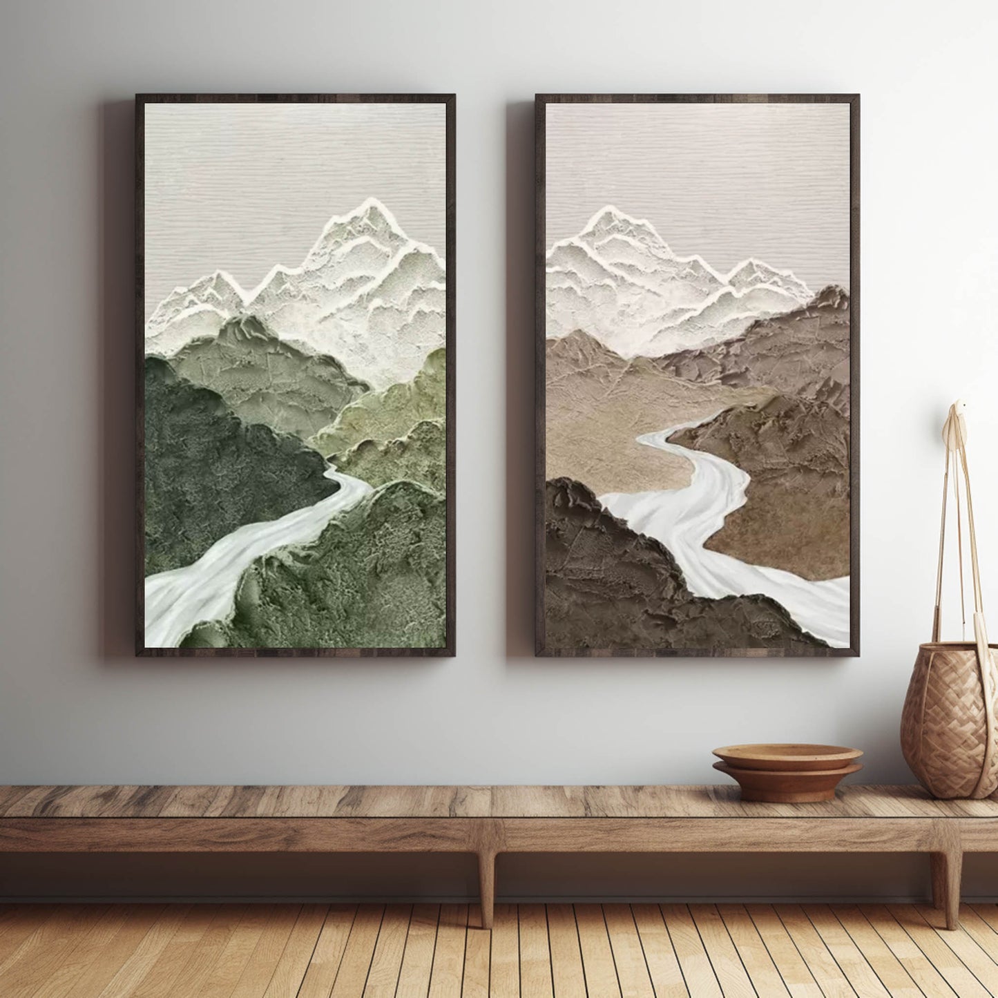 Rivers Panoramic Oil Wall Art 2 Piece Set