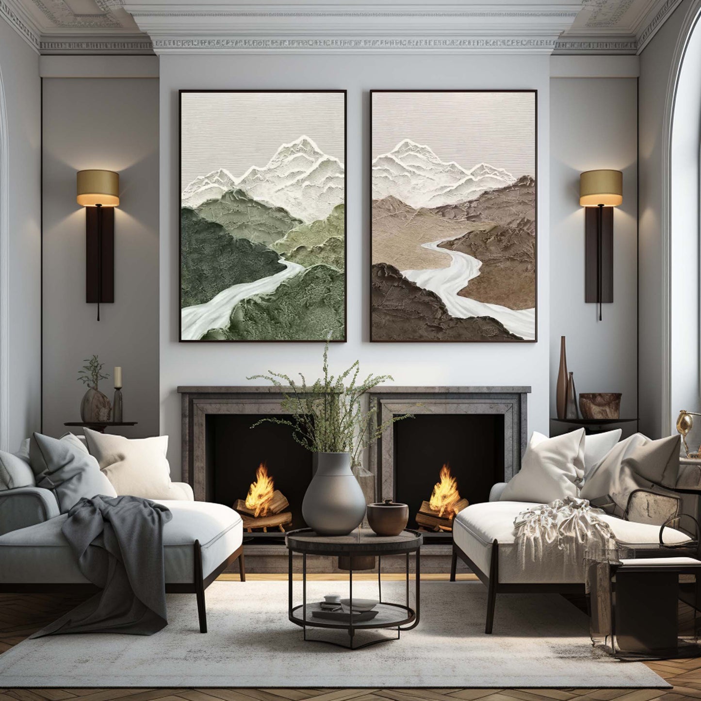 Rivers Panoramic Oil Wall Art 2 Piece Set