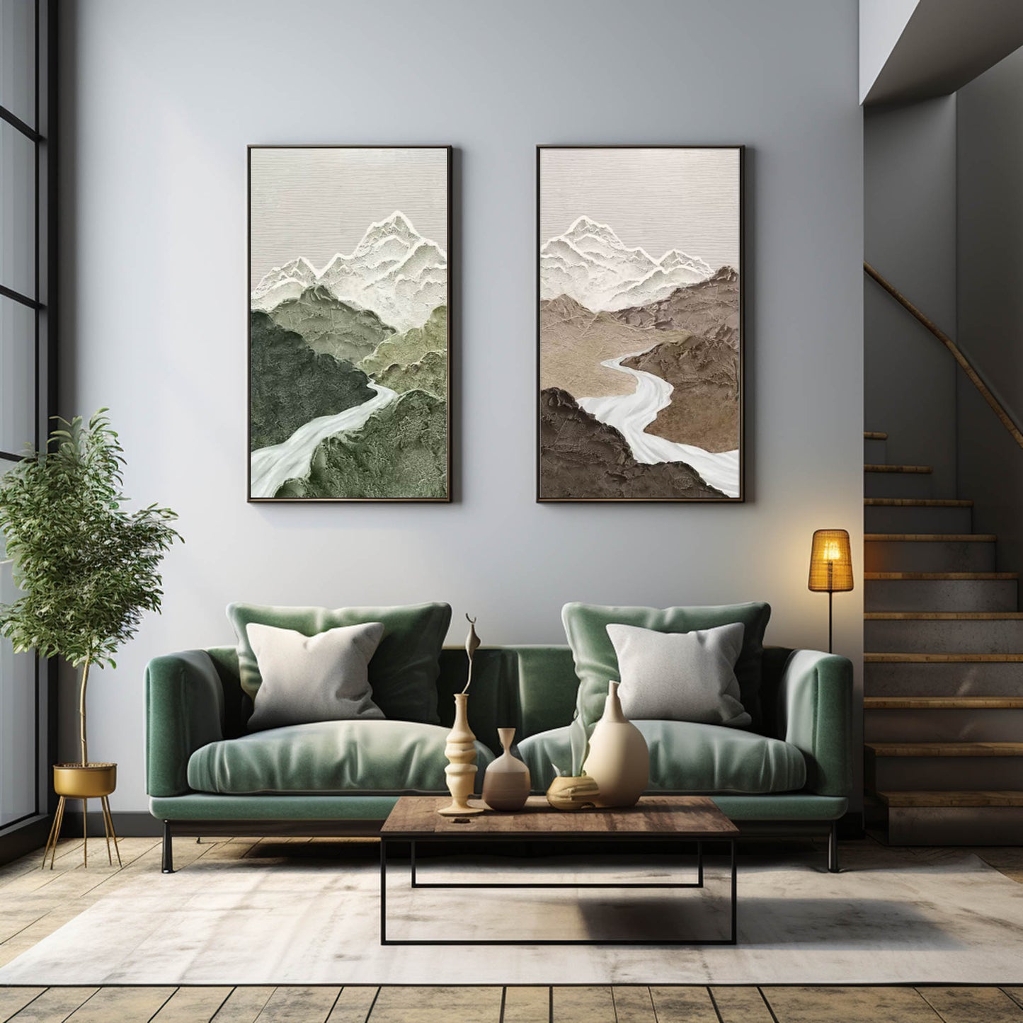 Rivers Panoramic Oil Wall Art 2 Piece Set