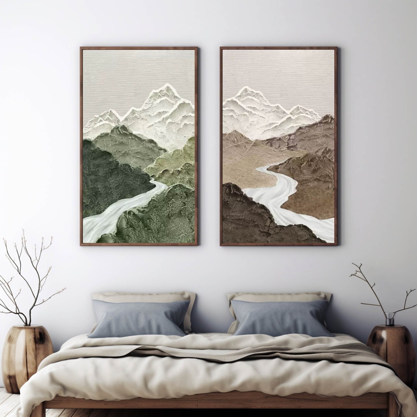 Rivers Panoramic Oil Wall Art 2 Piece Set