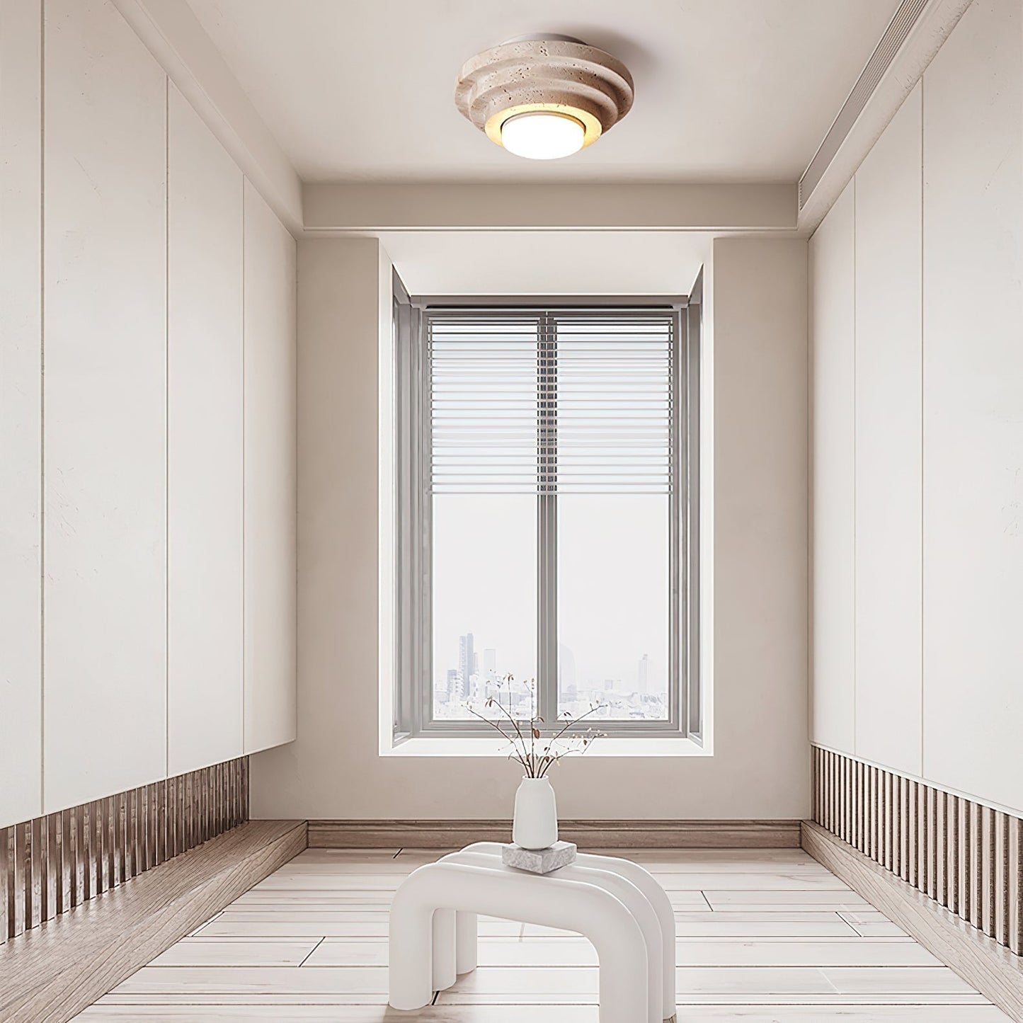 Zadoraris Tiered-disc Travertine Ceiling Light