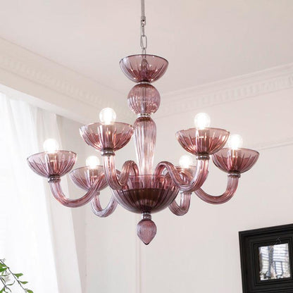 Chandelier Murano Glass Purple Pink