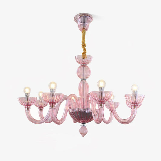 Chandelier Murano Glass Purple Pink