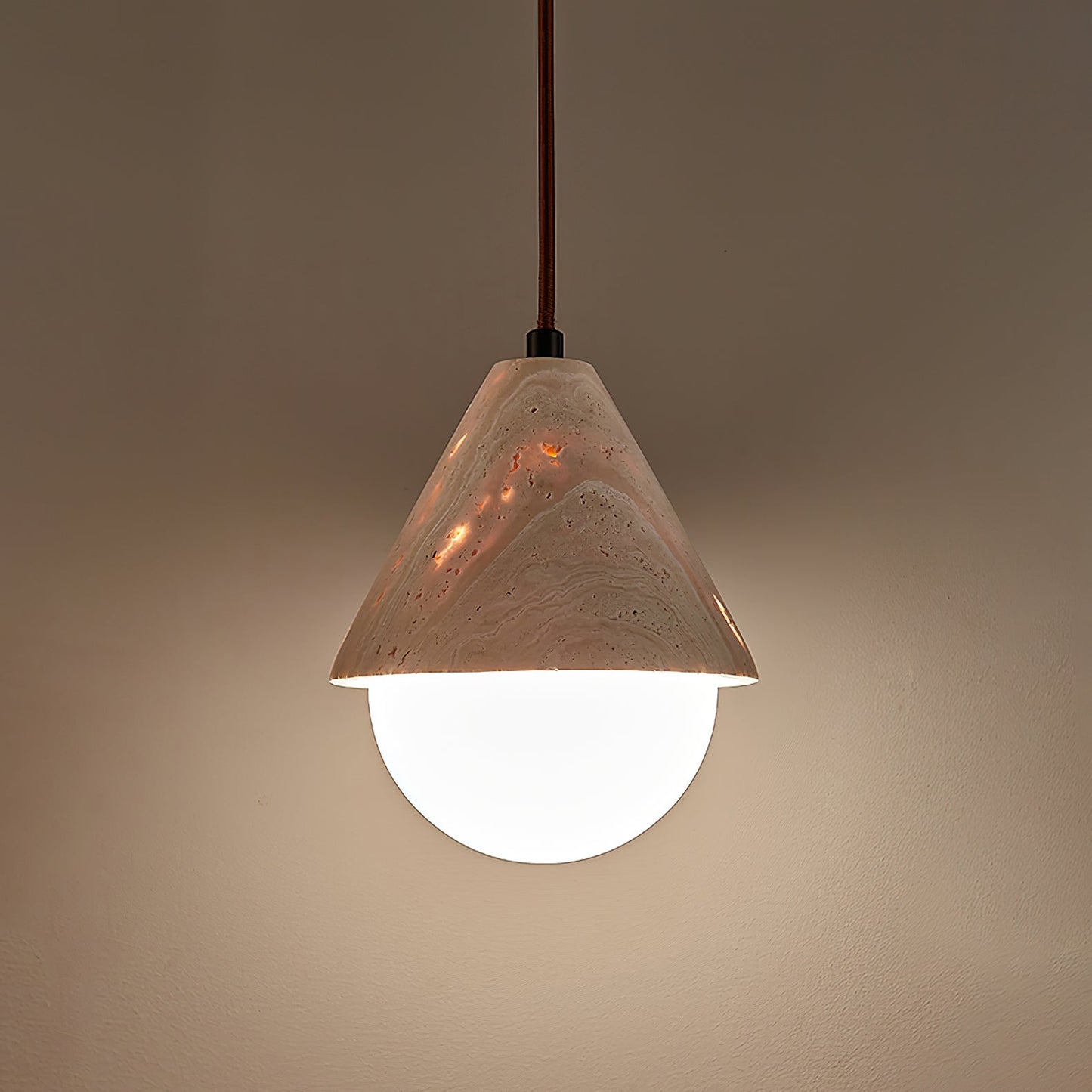 Cevynisra Cone Hemisphere Travertine Pendant Light