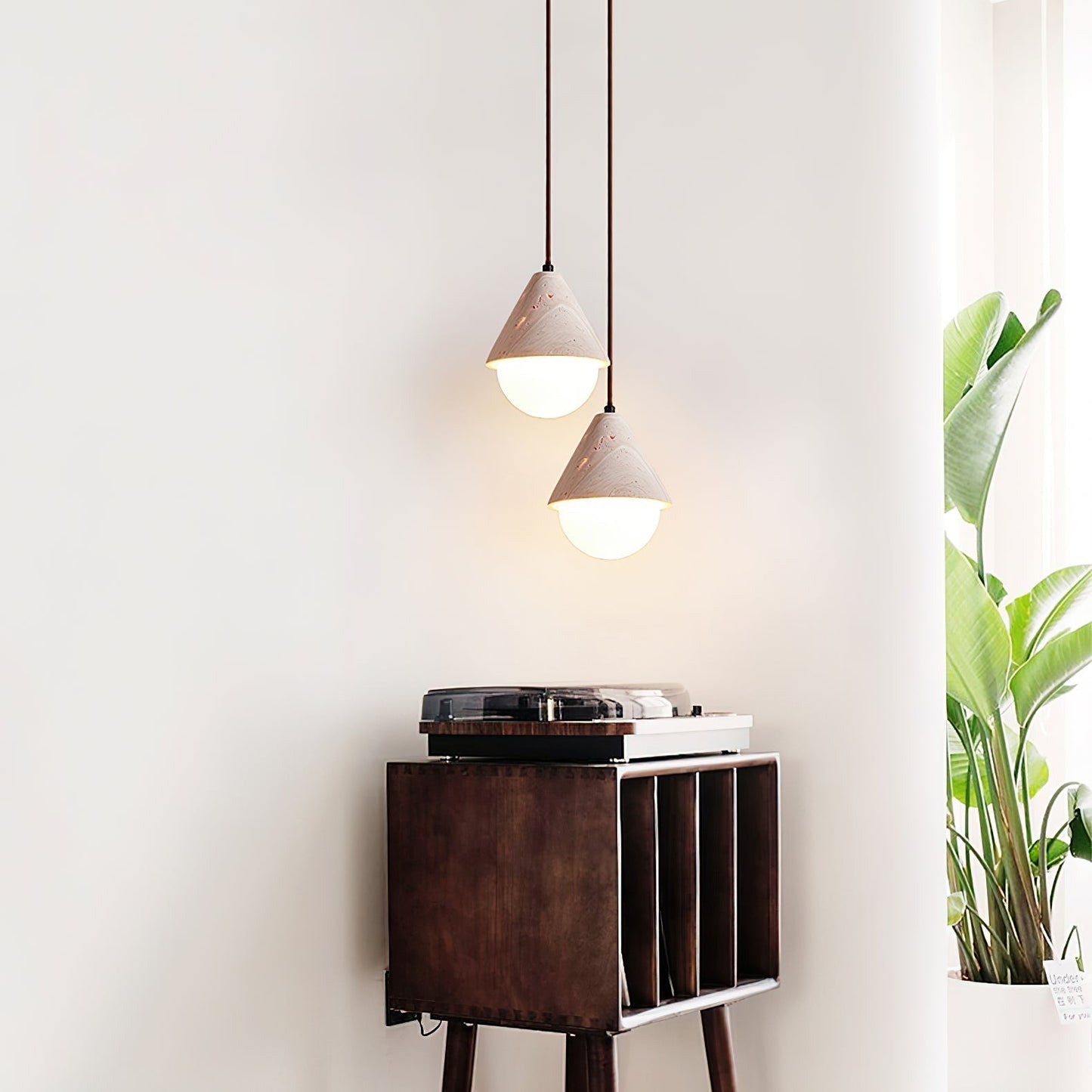 Cevynisra Cone Hemisphere Travertine Pendant Light