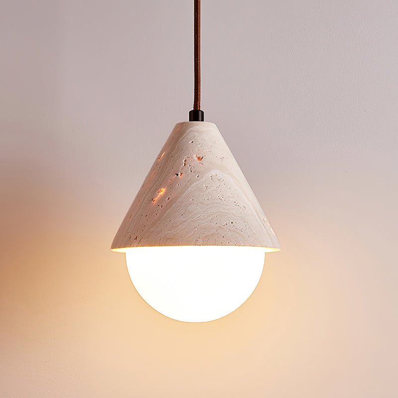 Cevynisra Cone Hemisphere Travertine Pendant Light